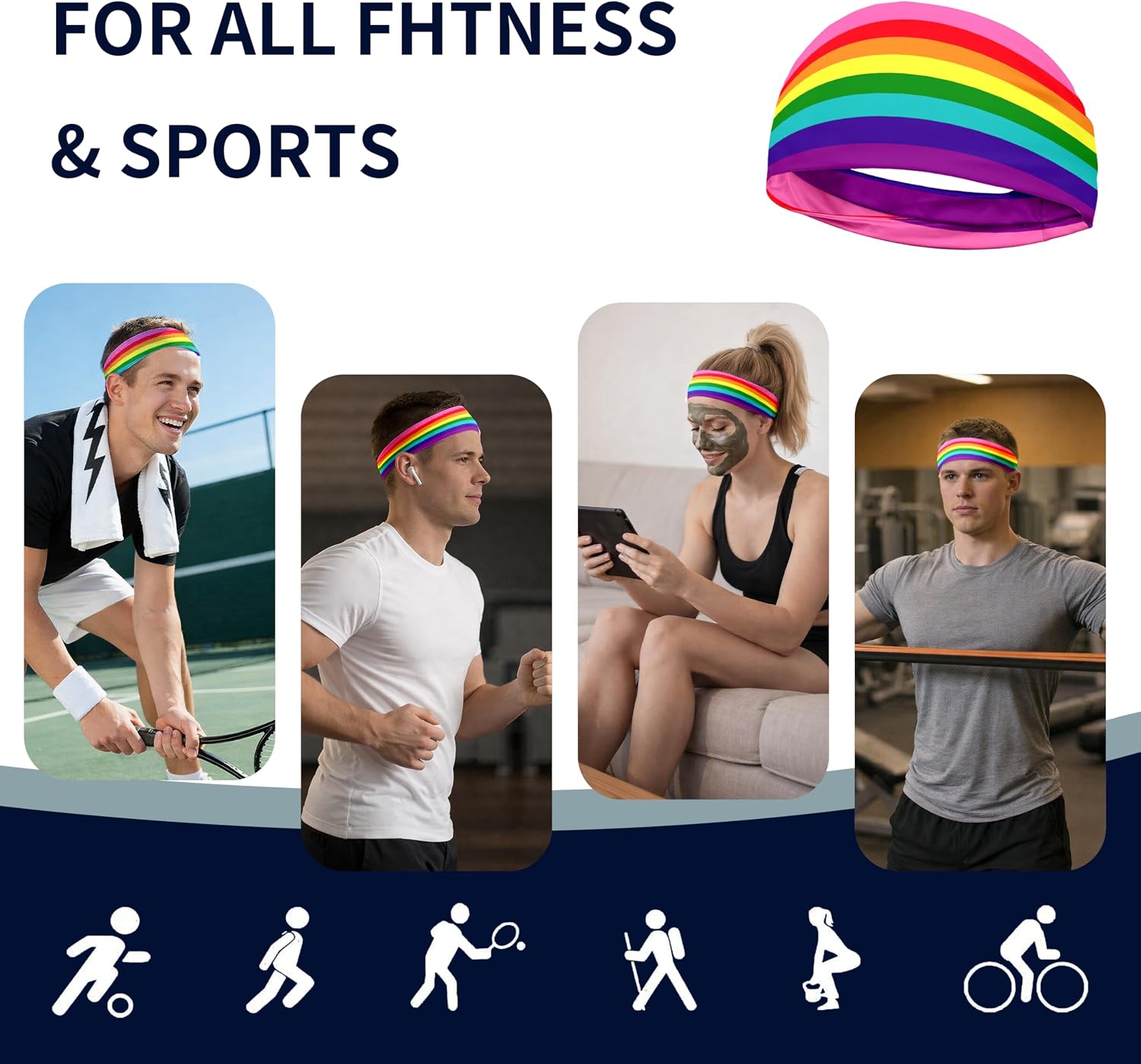 Sports Headband for Women Men,Flag Pattern Workout Head Band,Sweat Bands,Women Running Cycling Yoga Fitness,WorkoutSports Gift