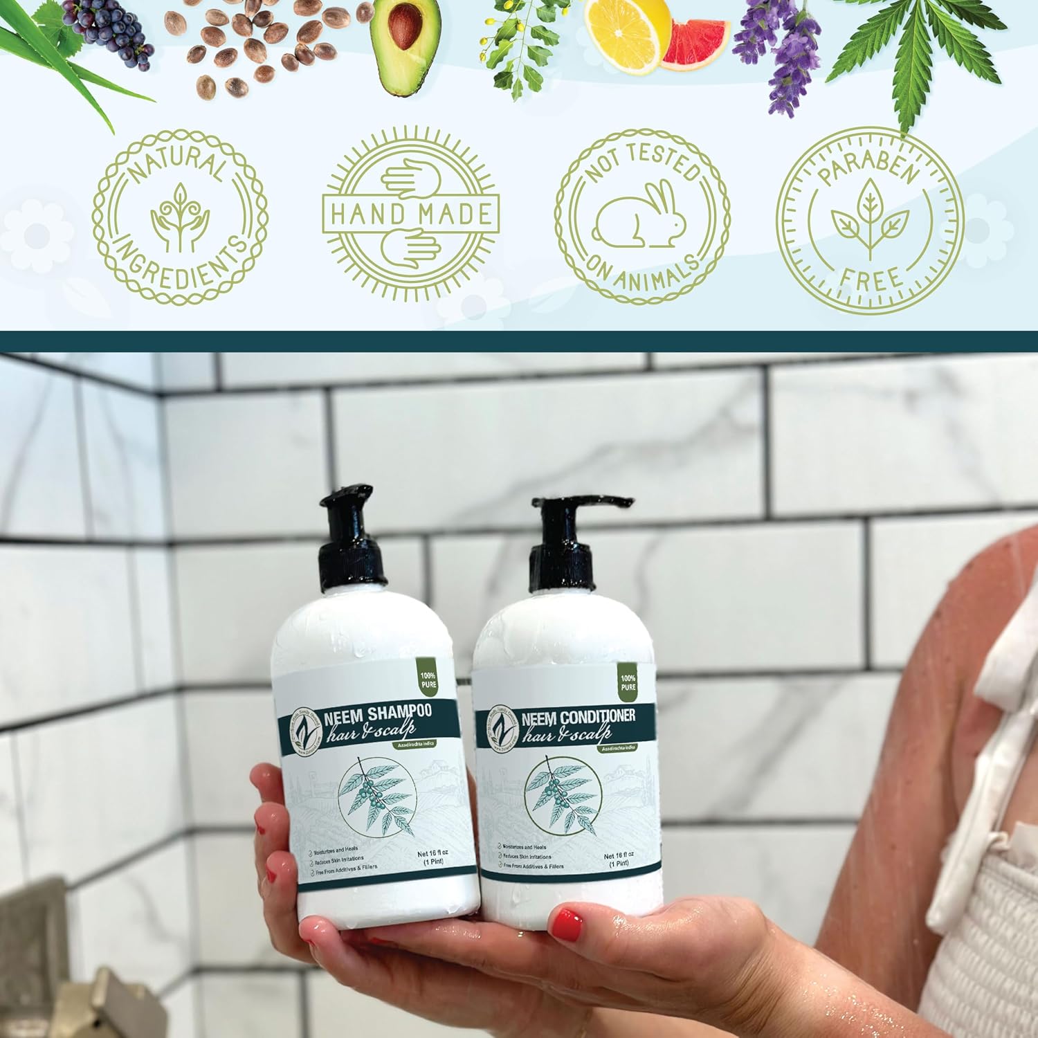 Zatural Neem Shampoo | Gentle Scalp & Hair Cleanser with Botanical Extracts | Moisturizing Wash for Softness, Volume, and Shine (8 Fl Oz)