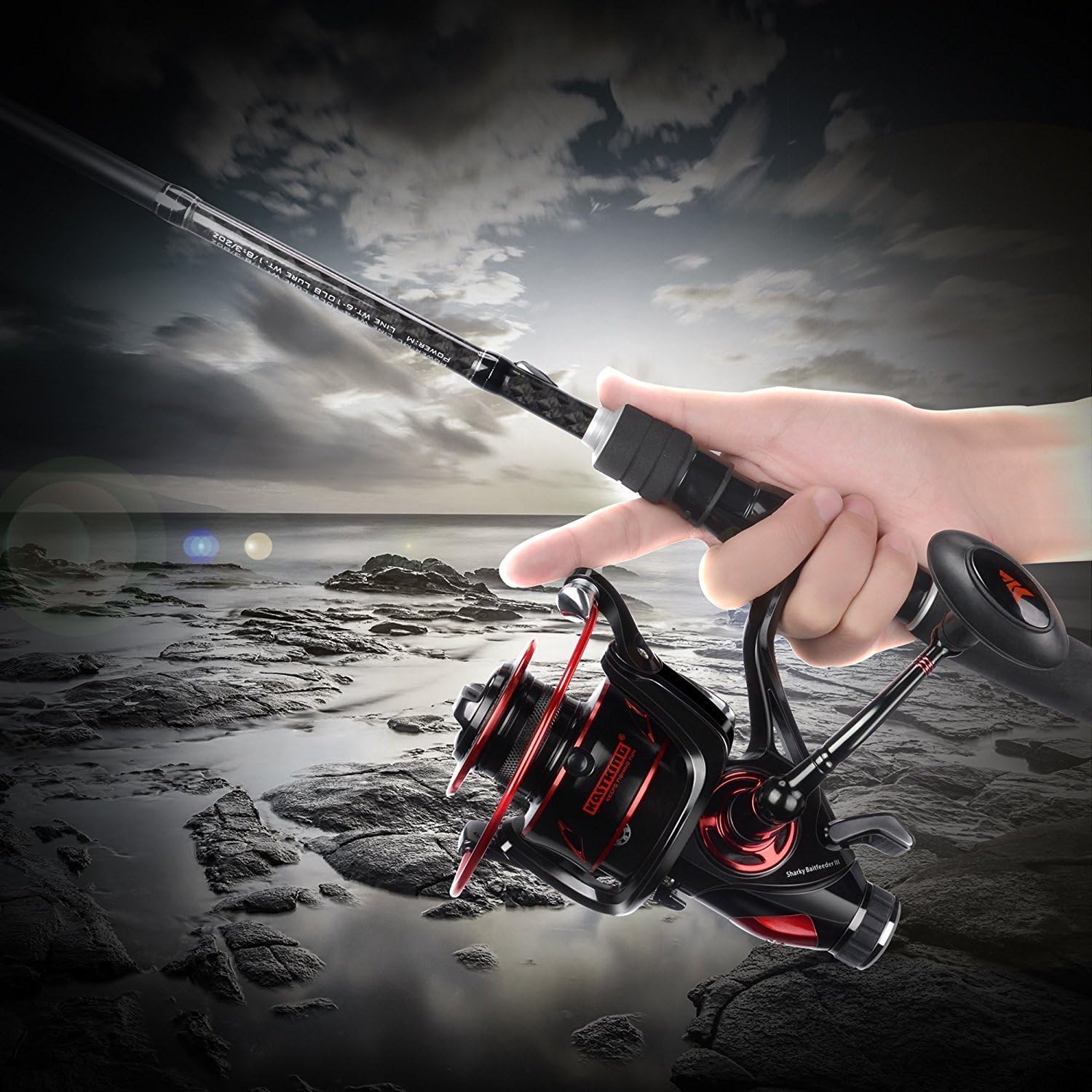 KastKing Sharky Baitfeeder III Spinning Reels with 5.5:1 Gear Ratio | Max Drag: 26.5 lb, 10+1 BB, 16.6 oz, CNC Aluminum Spool, Carbon Fiber Drag for Live Liner, Comes with Graphite Spool