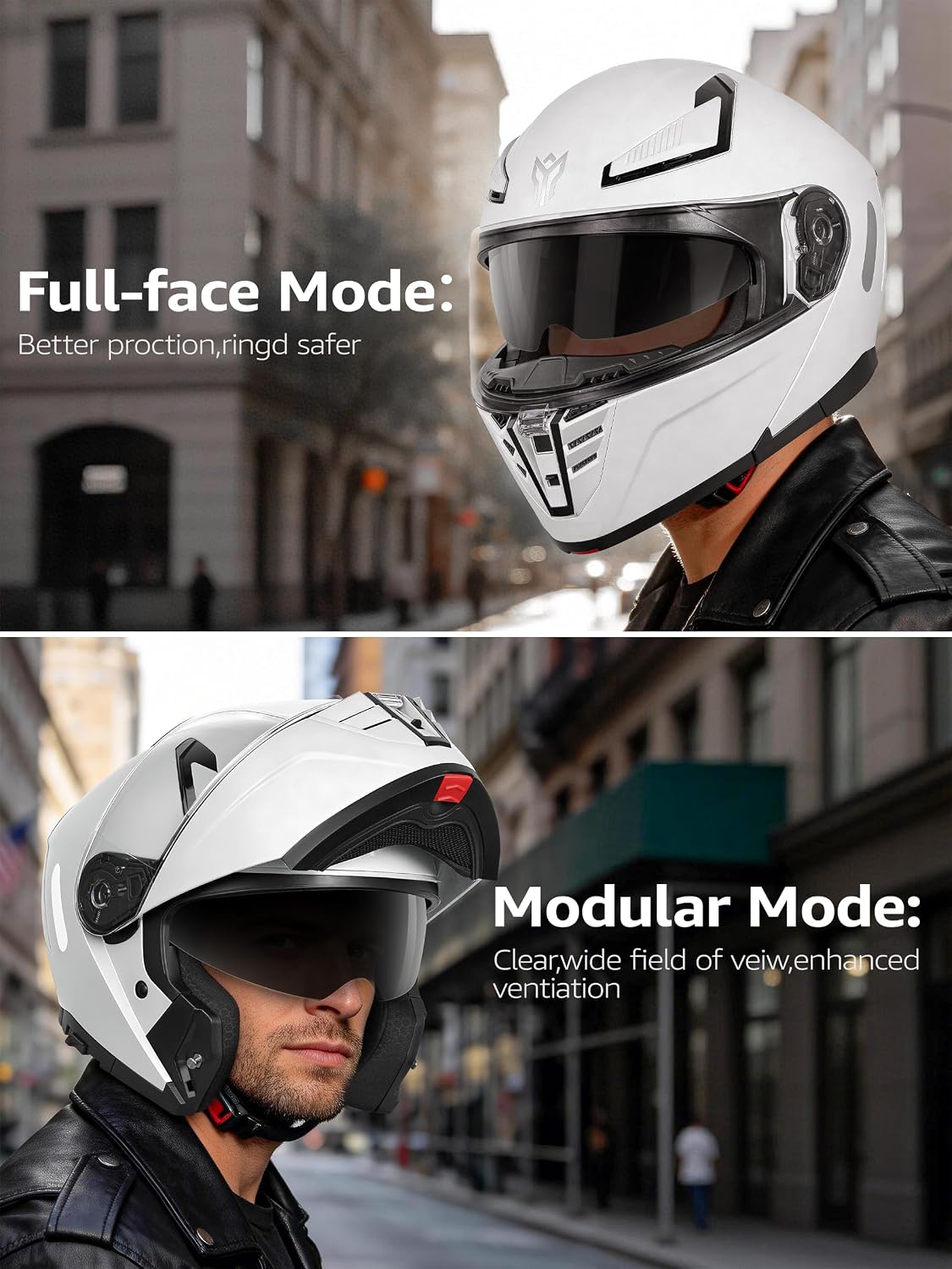 Motorcycle Modular Full Face Helmet DOT Approved - YEMA Helmet YM-925 Motorbike Casco Moto Moped Street Bike Racing Helmet with Sun Visor for Adult Youth Men and Women