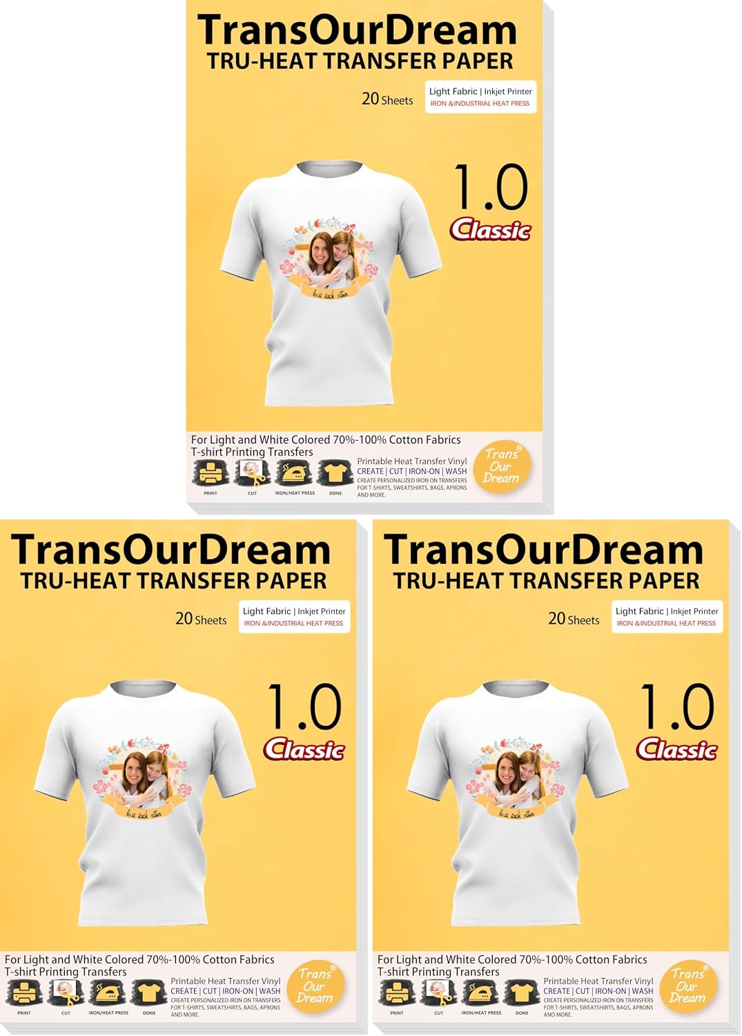 TransOurDream Heat Transfer Paper for T Shirts (20 Sheets