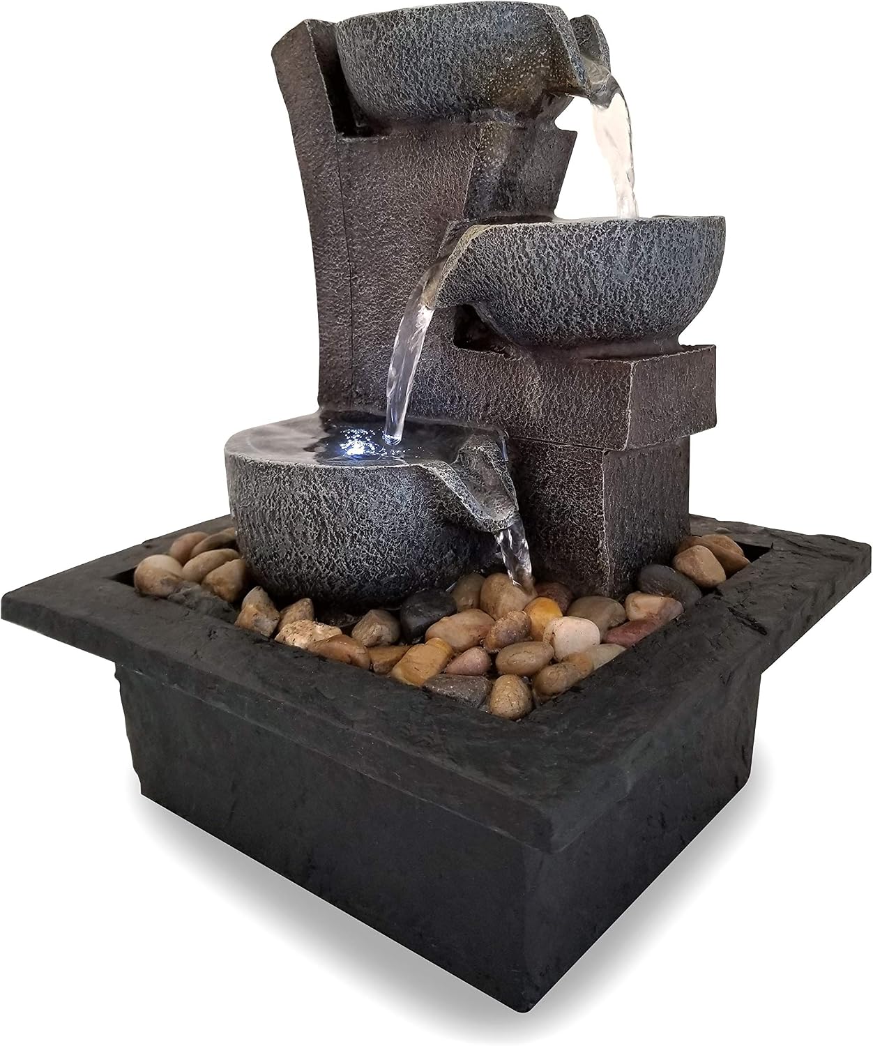 Danner Manufacturing, Inc., Aura Meditation Fountain with 3 Tiered LED Waterfall, Pack of 1, 03801