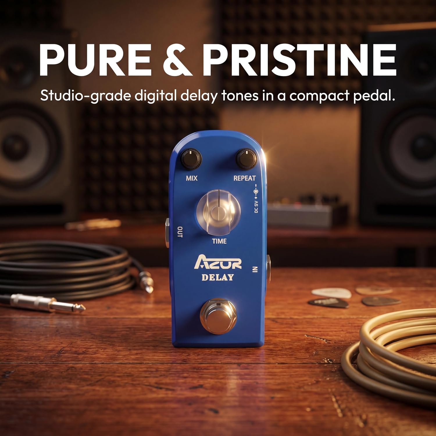 AZOR 5 Band Bass EQ Pedal, Aluminium Alloy True Bypass Equalizer Effect Pedal, Compact Mini Tone Control Pedal for Electric Bass Guitar