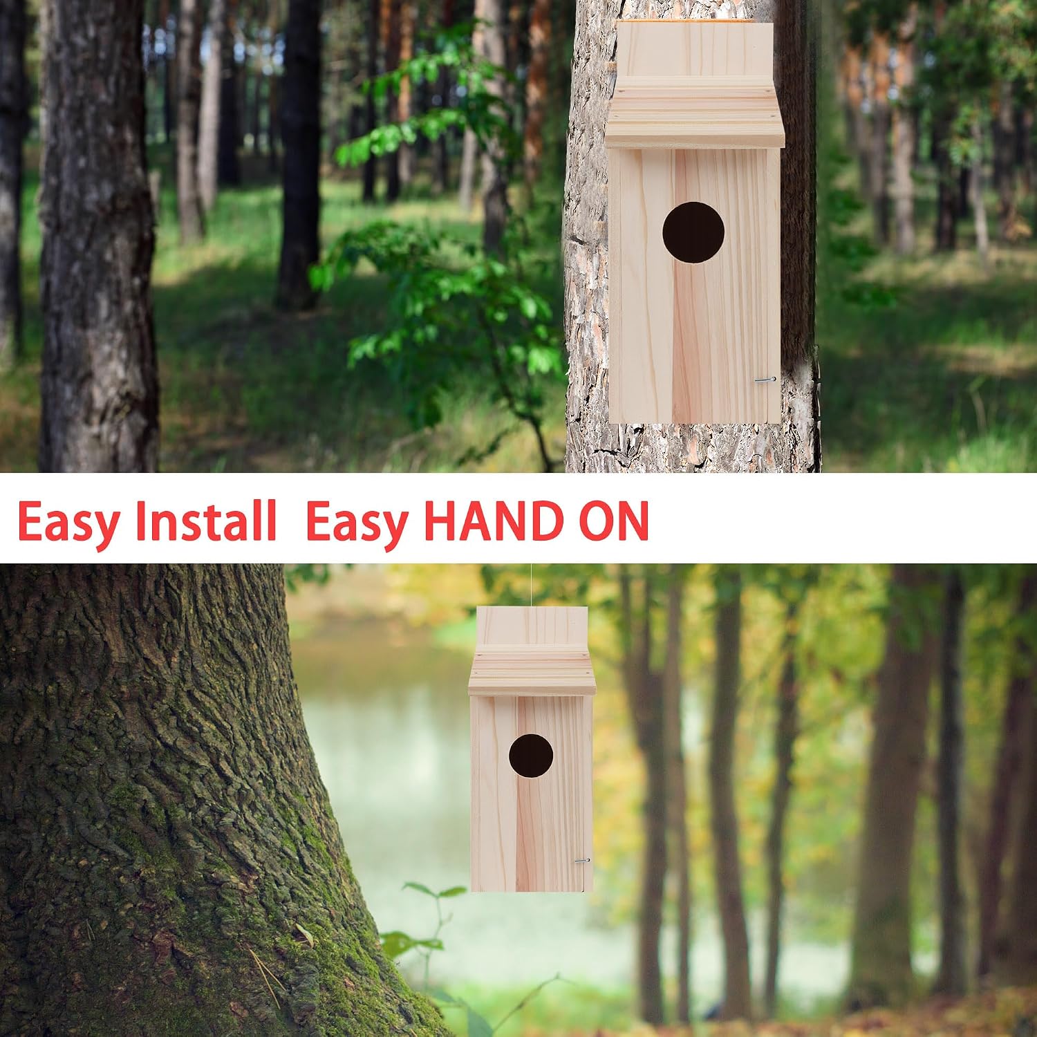 Cedar Blue Bird Box House,Hummingbird Wren Chickadee House, Assembled,1Pcs