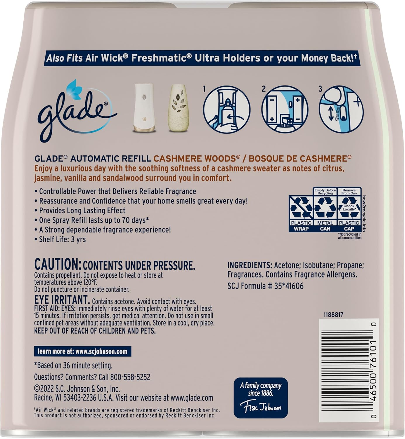 Glade Automatic Spray Air Freshener Refill, Scented Air Freshener for Home and Bathroom, Clean Linen, 6.2 Oz, 2 Count