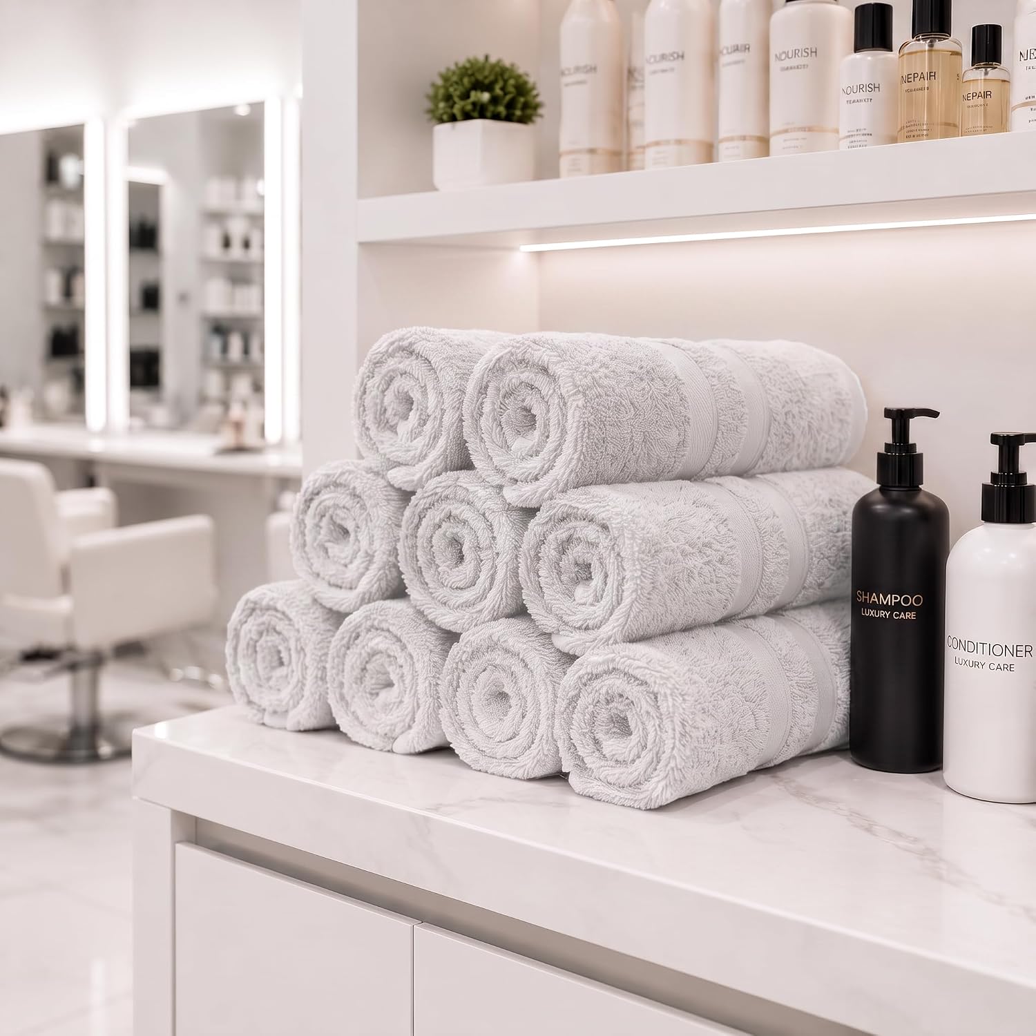 DAN RIVER 100% Cotton Salon Towels Set – 16x26 inches, Pack of 24, Highly Absorbent and Quick-Dry Towels for Hand, Salon, Spa, Beauty