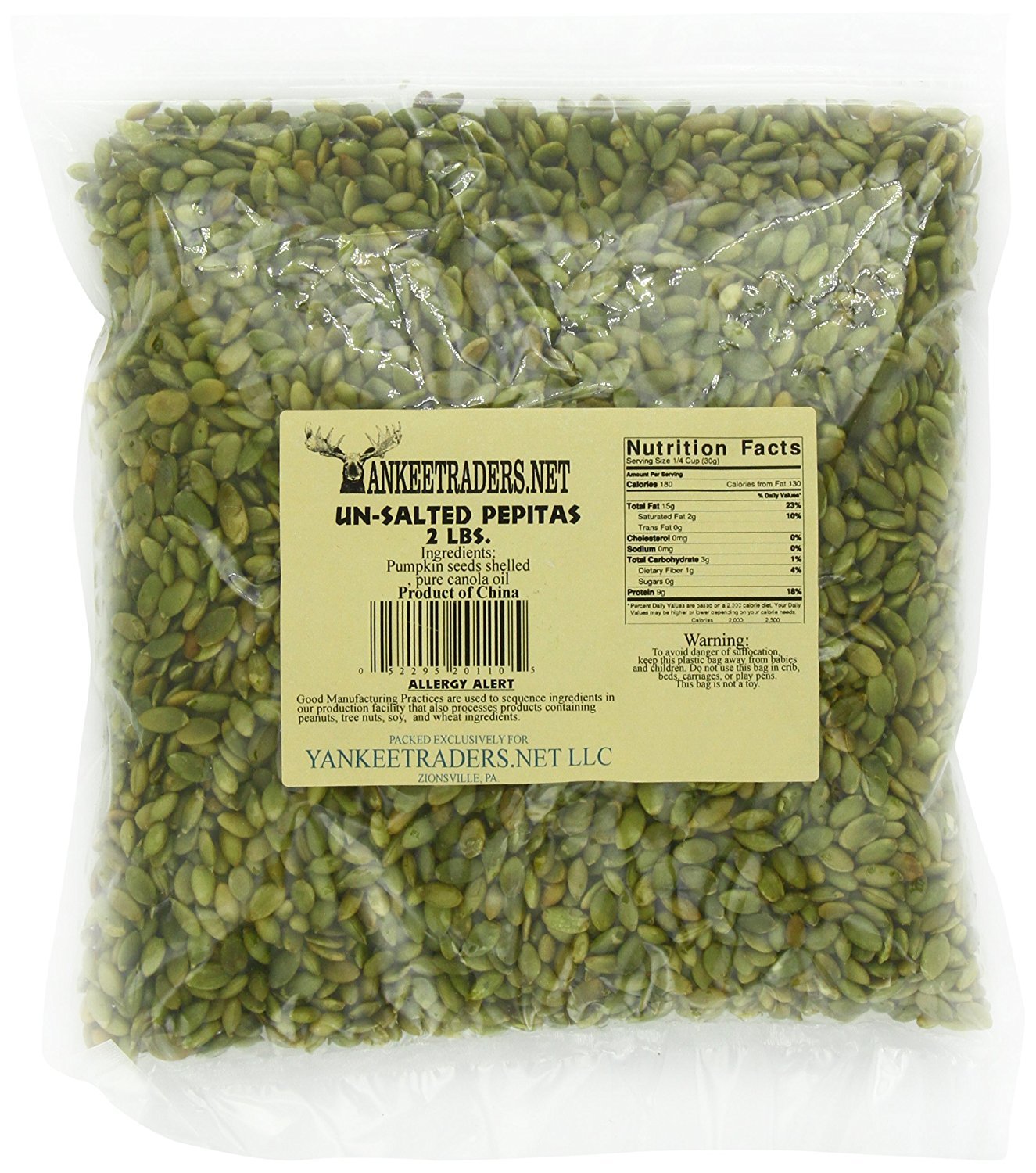 YANKEETRADERS Pepita/Pumpkin Seeds, Roasted & Salted, 2 Lb