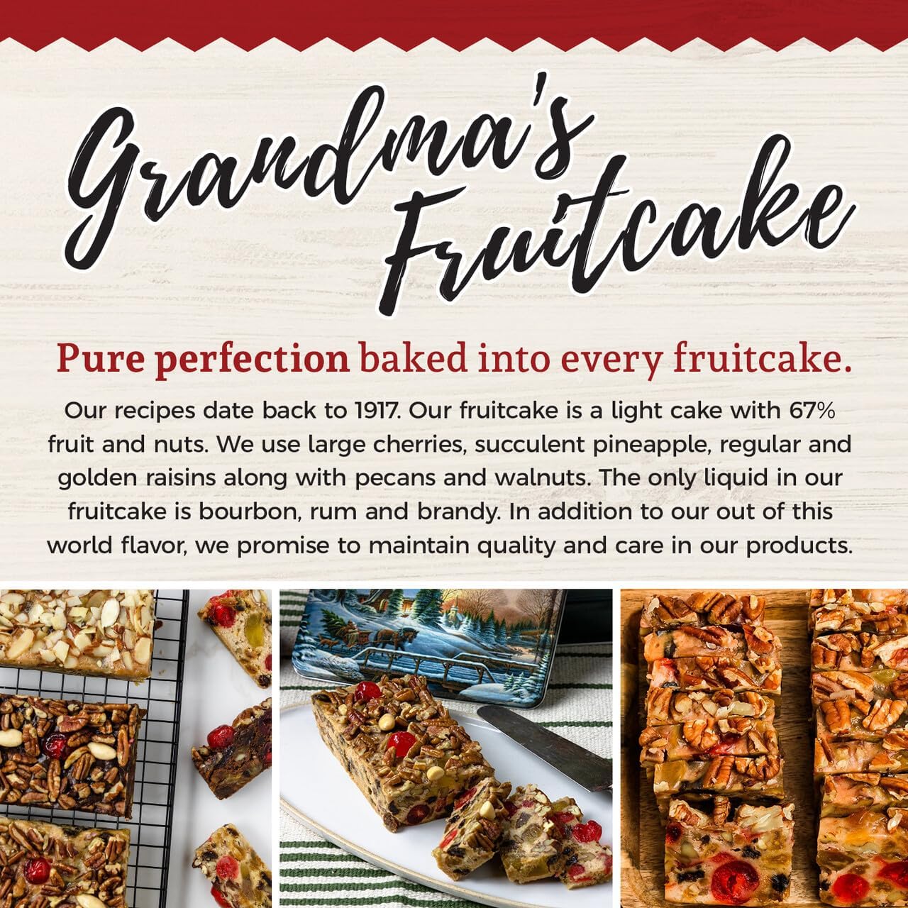 Beatrice Bakery Co Grandma's Original Individually Wrapped Fruit Cake Slices, Real Fruit and Nuts Freshly Made, Grandma's Original Brandy