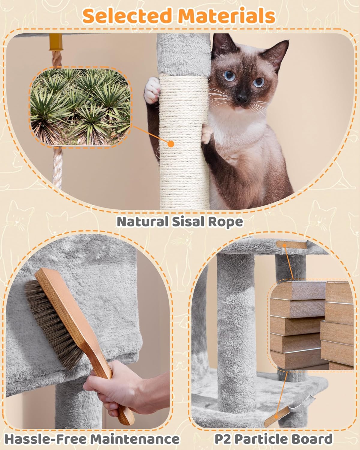 Yaheetech 63in Sturdy Large Cat Tree for Indoor Heavy Cats, Tall Tower