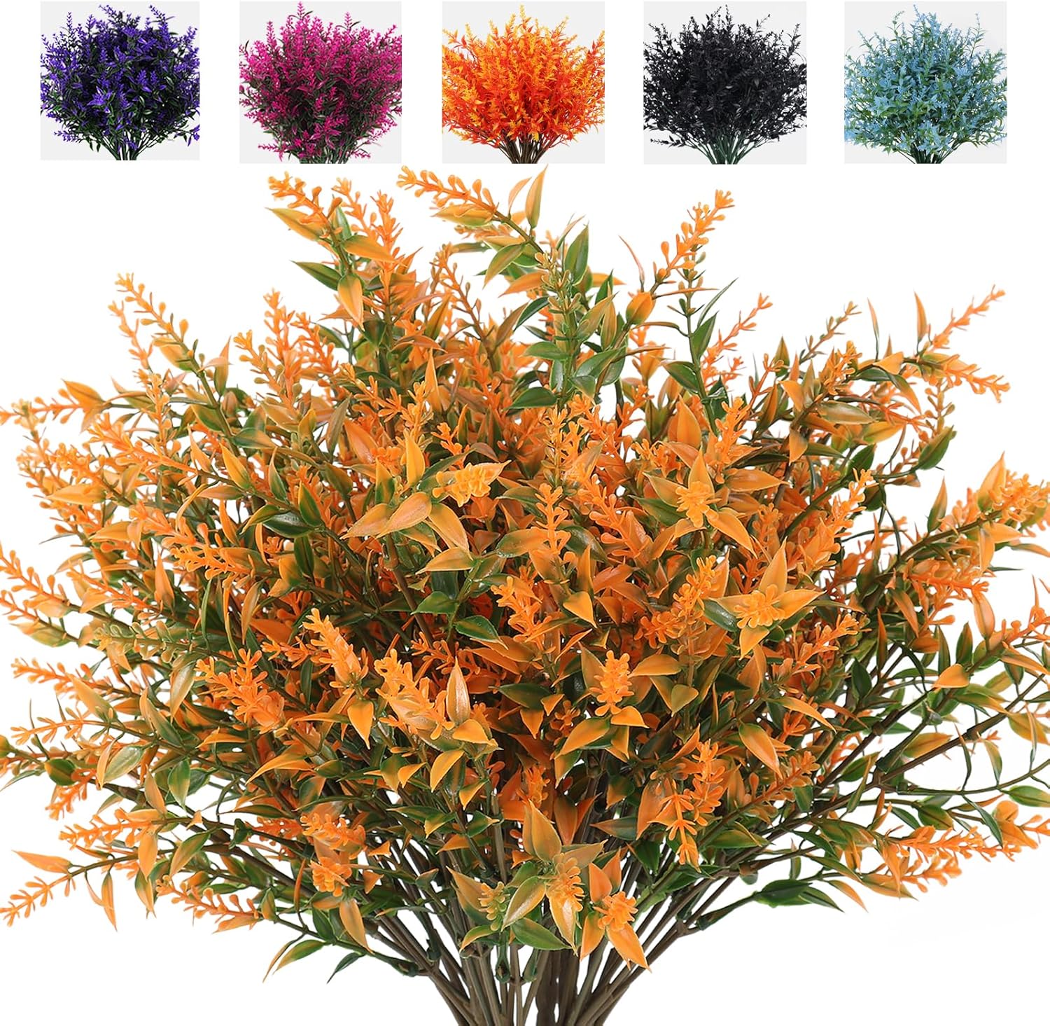 RECUTMS Artificial Greenery Lavender Fake Shrubs Flowers 8 Pcs UV Resistant