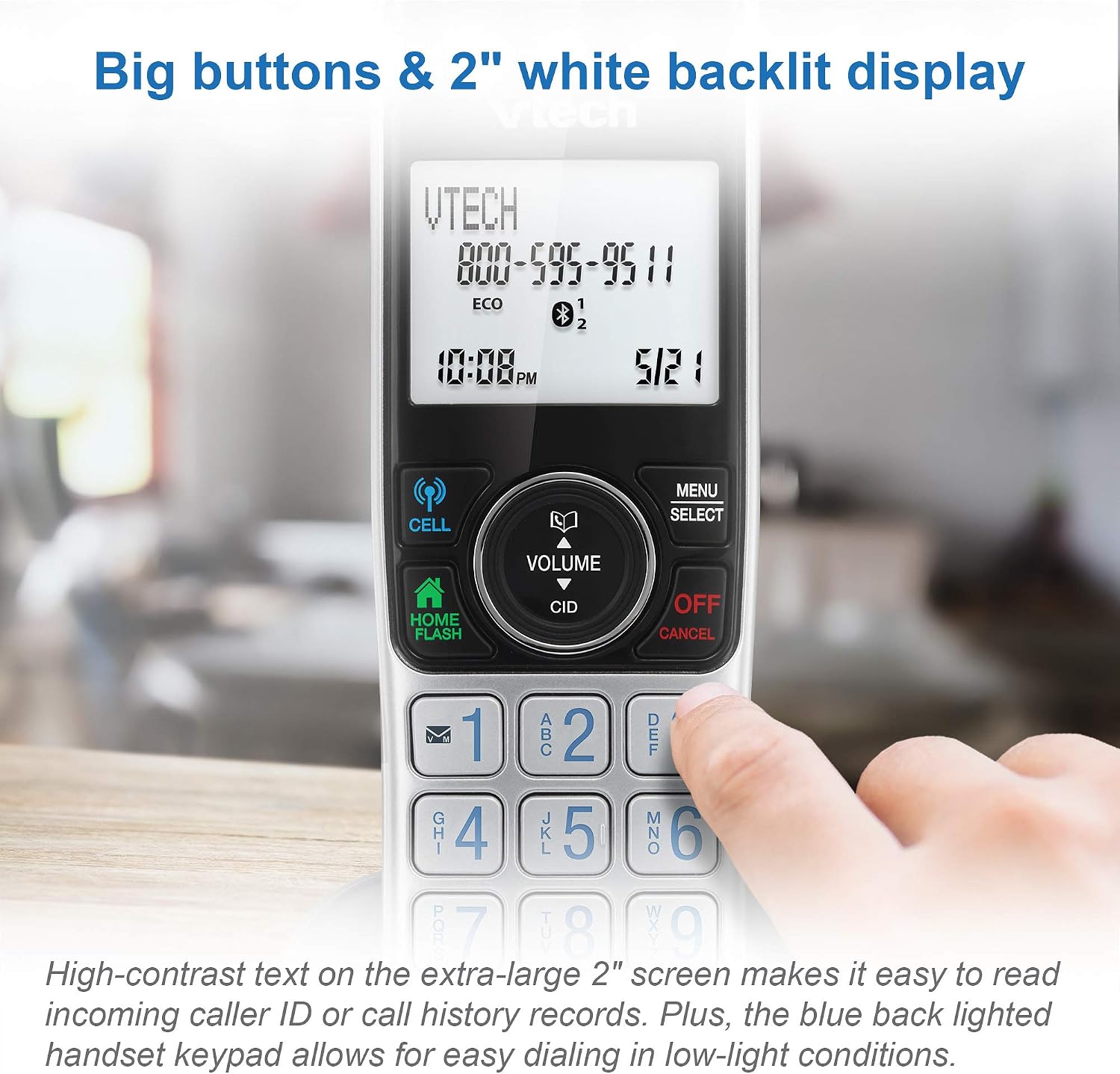 VTech VS112-27 2 Handset Cordless Phone with Answering Machine, Call Blocking, Caller ID, Intercom and Connect to Cell