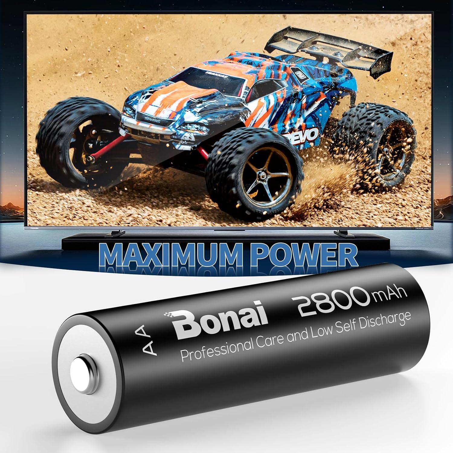 BONAI Rechargeable AA Batteries High-Capacity 2800mAh, Recharge up to 1200x Times