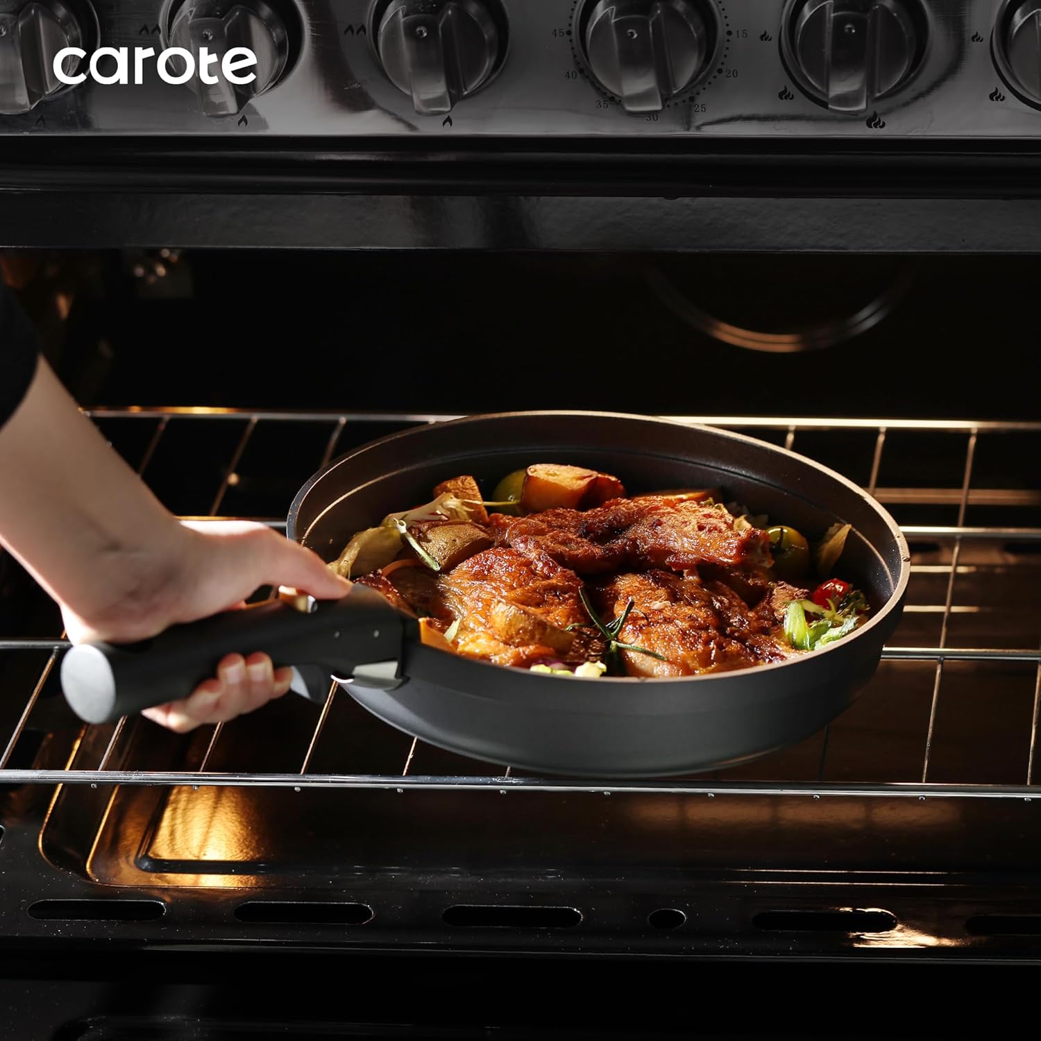 CAROTE 21pcs Pots and Pans Set Non Stick, Detachable Handle Cookware Sets | Ultra Nonstick, Space Saving, Dishwasher & Oven Safe