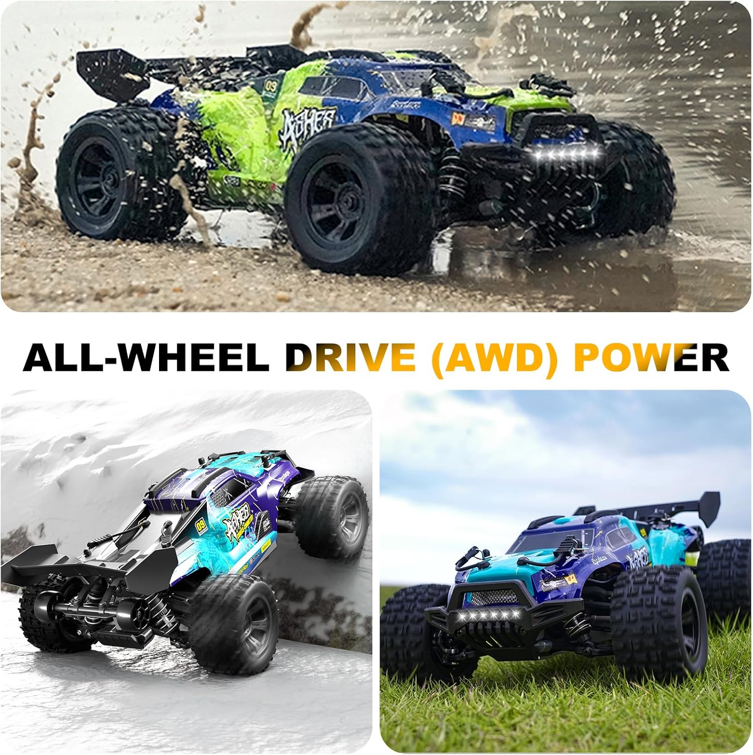 1:18 Scale All-Terrain RC Car for Adults - 40+KM/H High Speed 4WD Off-Road Remote Control Truck with 2 Rechargeable Batteries