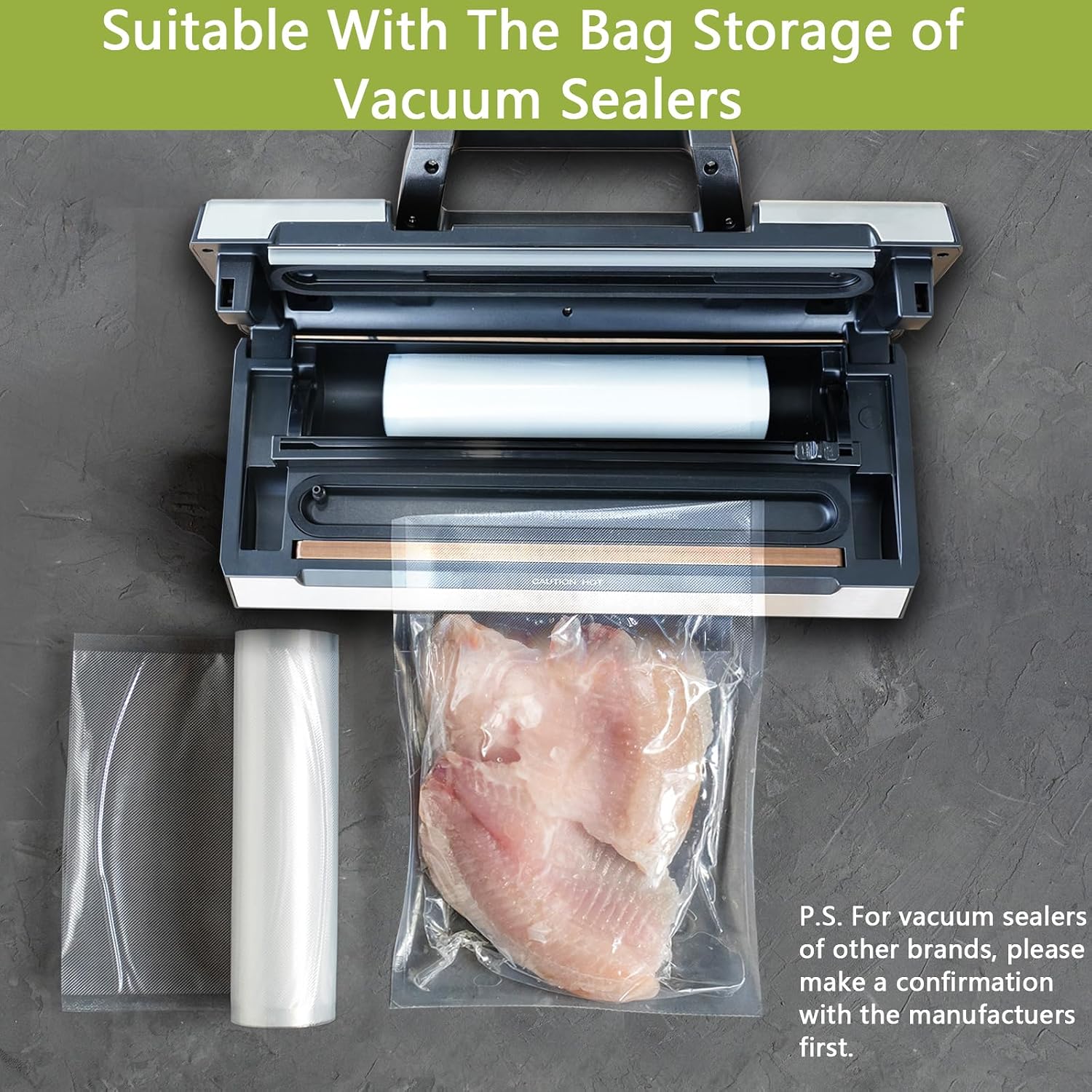 POTANE 6 Pack 11"x20'(3Rolls) and 8"x20' (3Rolls)Thickened Vacuum Sealer Bags, Smell-Proof, Puncture Prevention, Heavy duty for POTANE, Food Saver