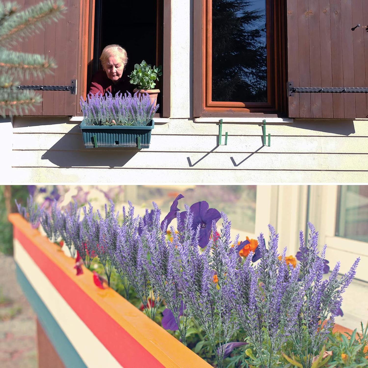 10 Bundles Fake Flowers Artificial Lavender Plants, Purple
