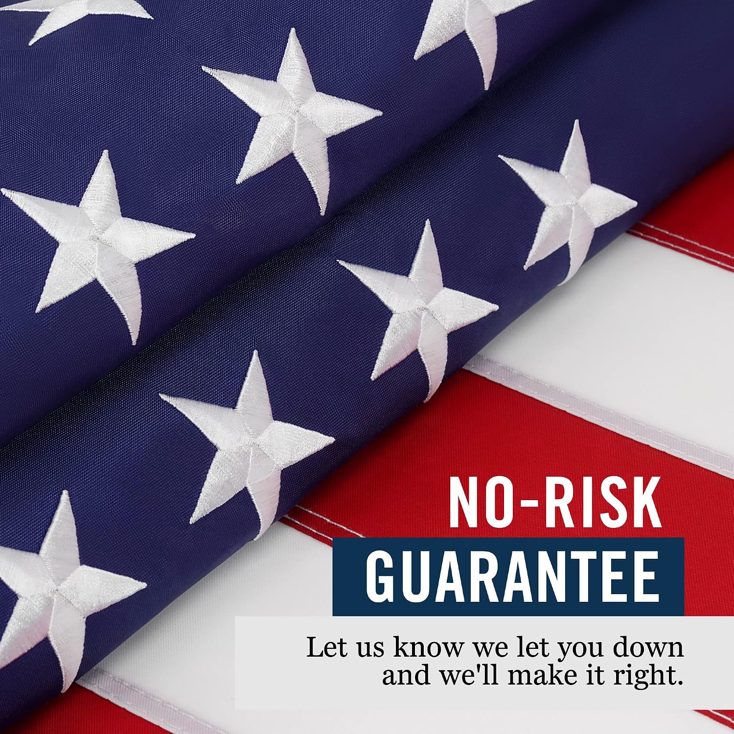 American Flag 5x8 ft Embroidered Stars Sewn Stripes | Embroidered USA flag with vivid colors and quadruple stitched fly end for enhanced durability. Features 210D Nylon