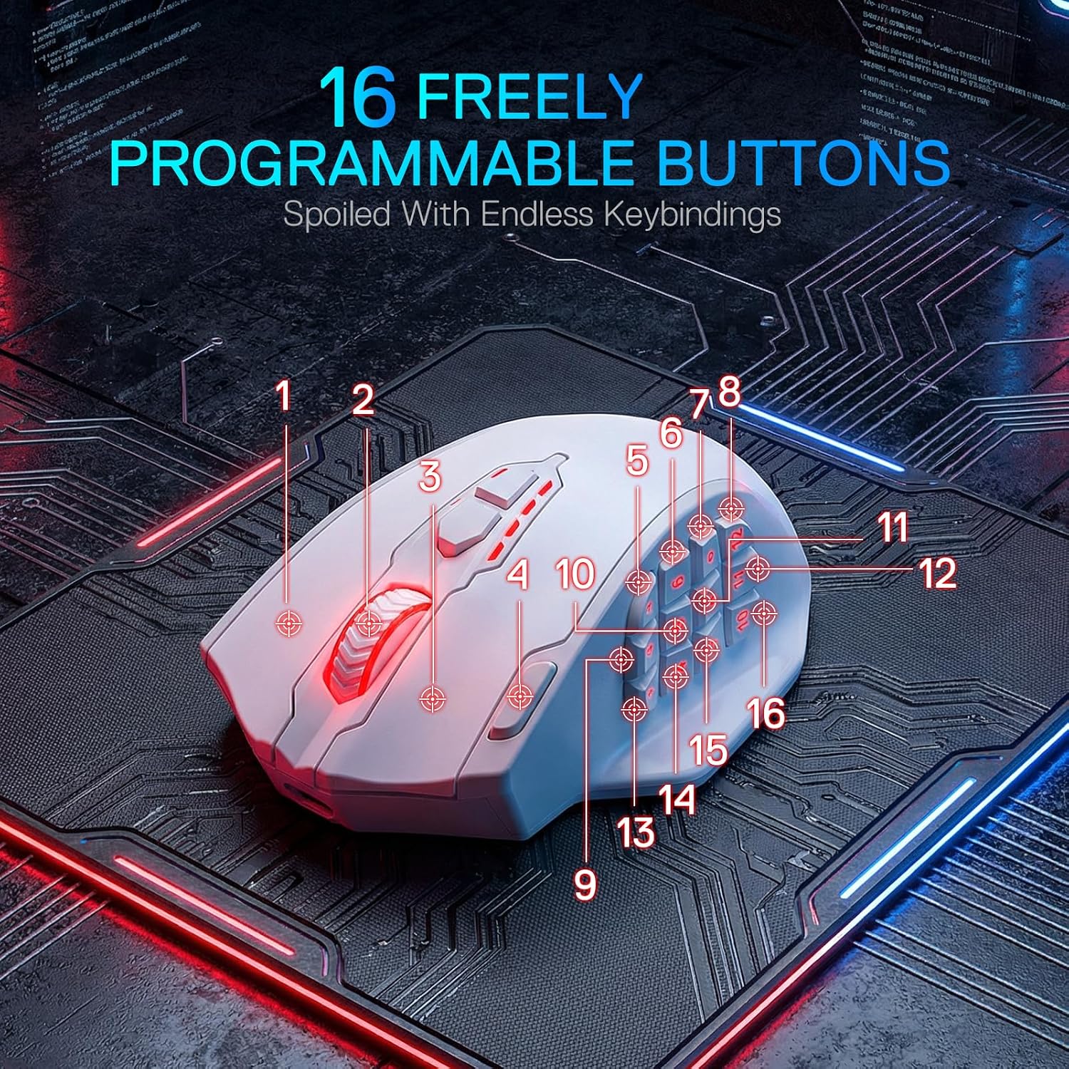 Redragon M908 Wired MMO RGB Gaming Mouse 12400 DPI Remapping Keys | Stable Lag-Free Connection, Redefine Keybinding Macro, Vibing Backlight, Ergonomic Grip Body Comfort