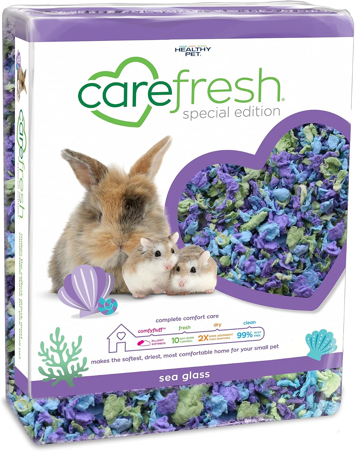 carefresh 99% Dust-Free White Natural Paper Small Pet Bedding with Odor Control, 10L, White
