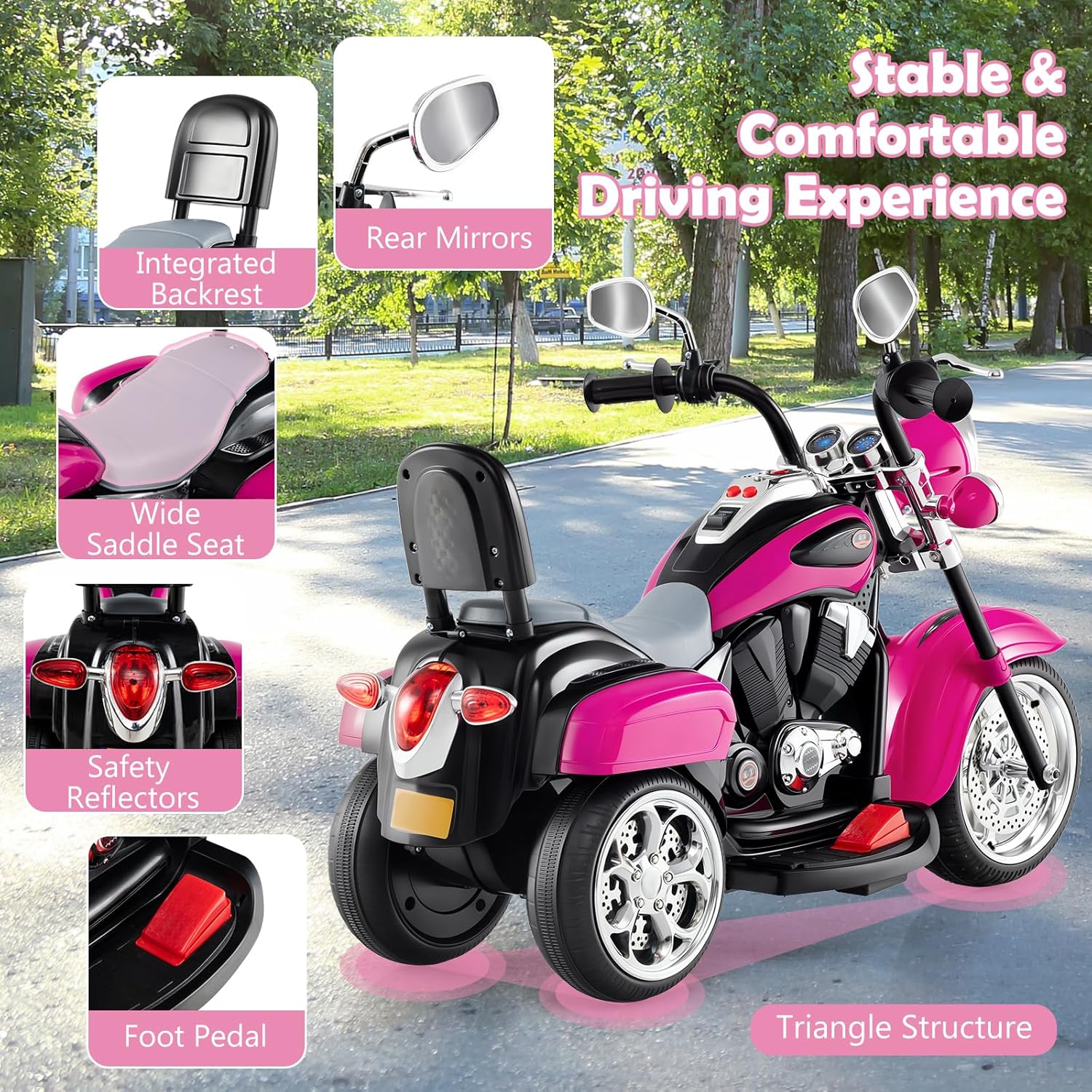 Costzon 6V Ride on Chopper Kids Motorcycle with Horn, Headlight (Red)