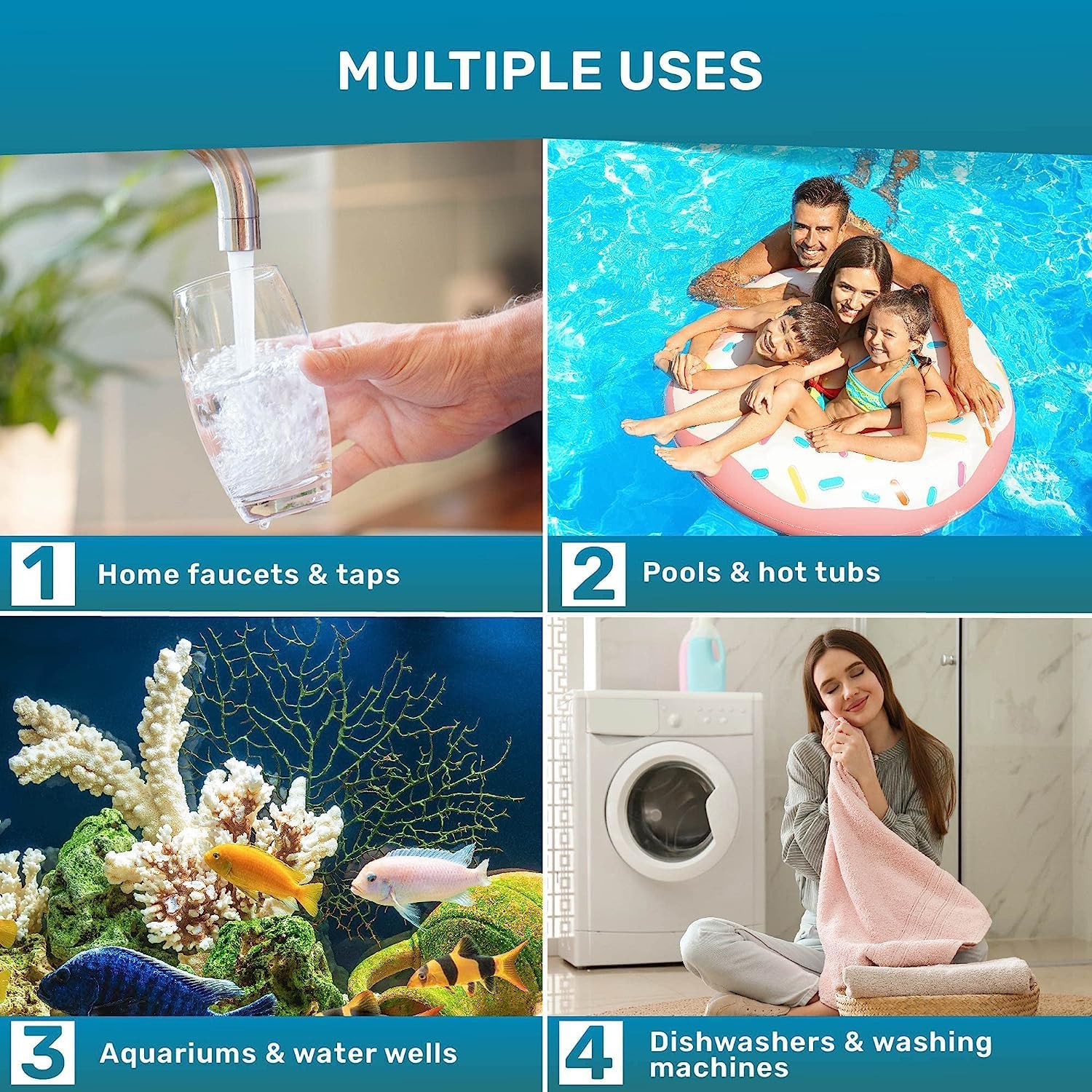 Pool Test Strips for Pools and Spas - 7 in 1 Water Test 100 Pack | Includes 100 pool test strips that measure chlorine, bromine, pH, alkalinity, hardness and cyanuric acid in 30 seconds.