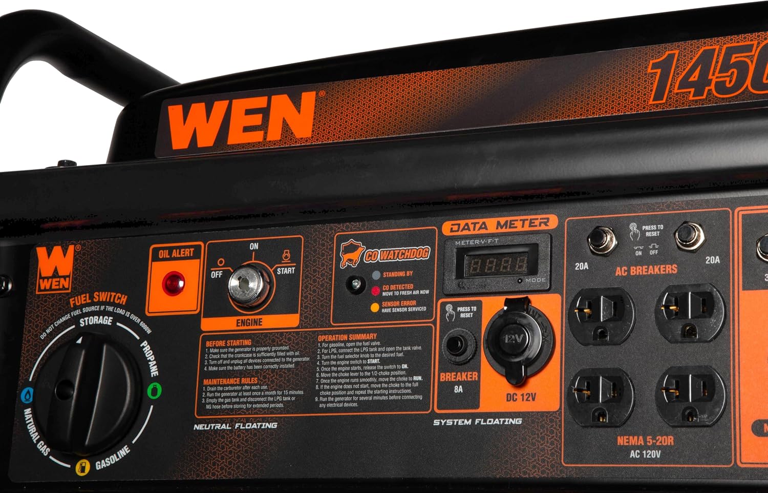 WEN 11,000-Watt 120V/240V Dual Fuel Portable Generator with Wheel Kit and Electric Start (DF1100T)
