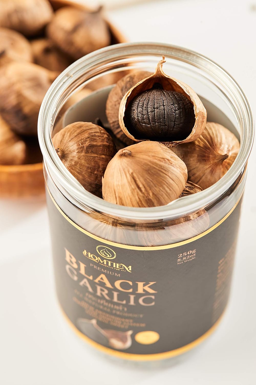 Homtiem Black Garlic Puree 150g. (Made from Solo Black Garlic 100%), Whole Black Garlic Fermented for 90 Days, Non-GMOs, High in Antioxidants