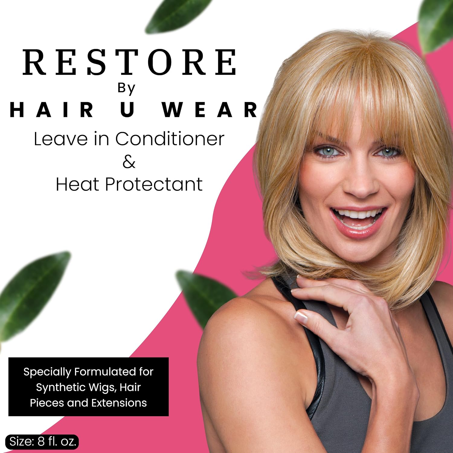 Hair u wear Raquel Welch Leave-in Conditioner and Heat Styling Protector, for Wigs and Hair Extentions - 8 Fl Oz