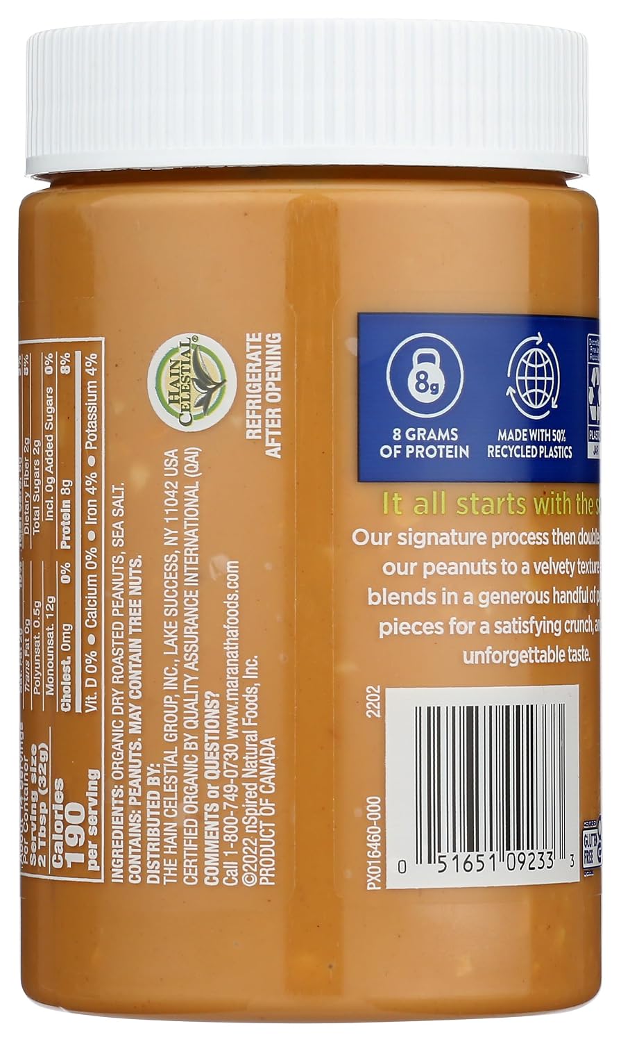 MaraNatha Organic Creamy Peanut Butter, 16 Ounce Jar