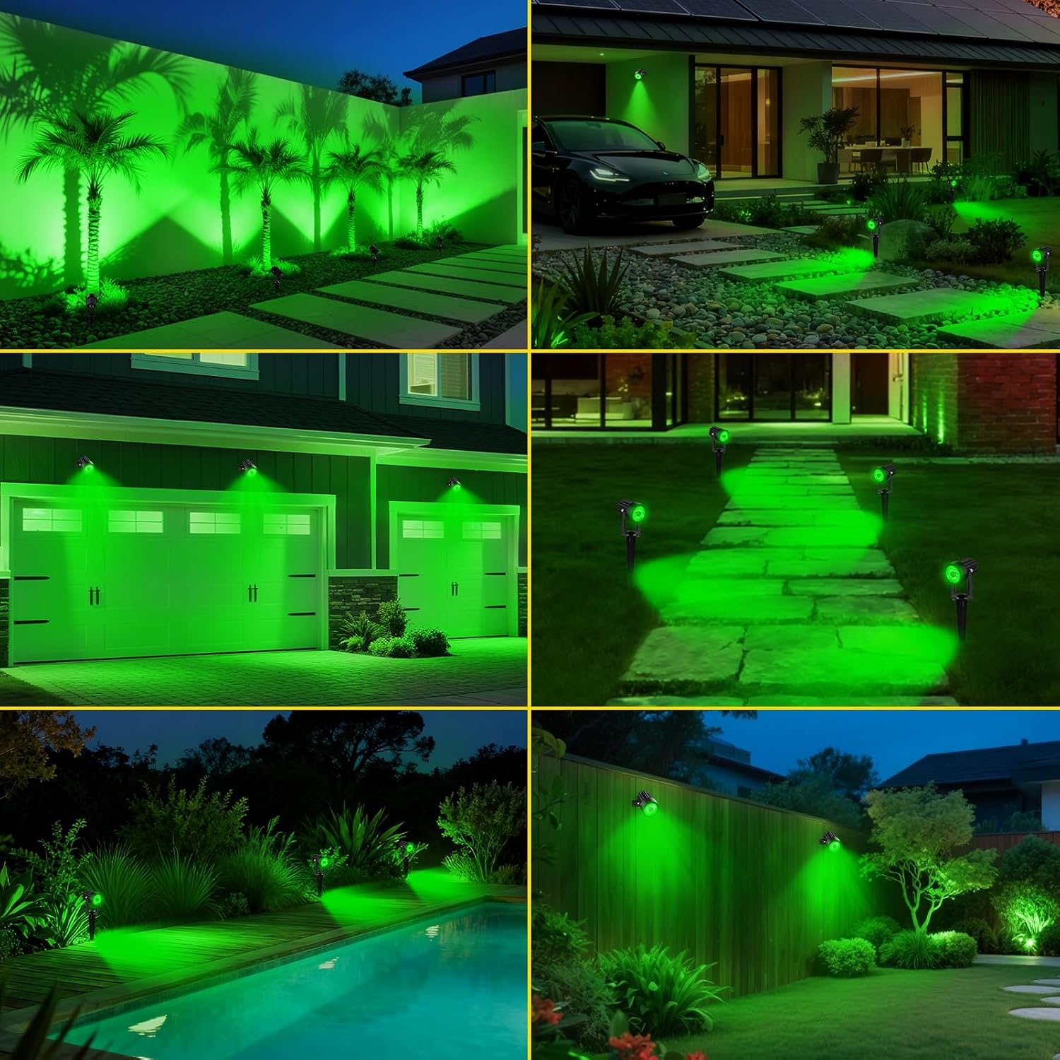 T-SUN Solar Spot Lights Outdoor, Dual Head Solar Spotlights, Cool White | IP65 Waterproof, 2 Brightness Modes, Dusk to Dawn Solar Uplights for Garden, Yard, Pathway, Patio, Lawn