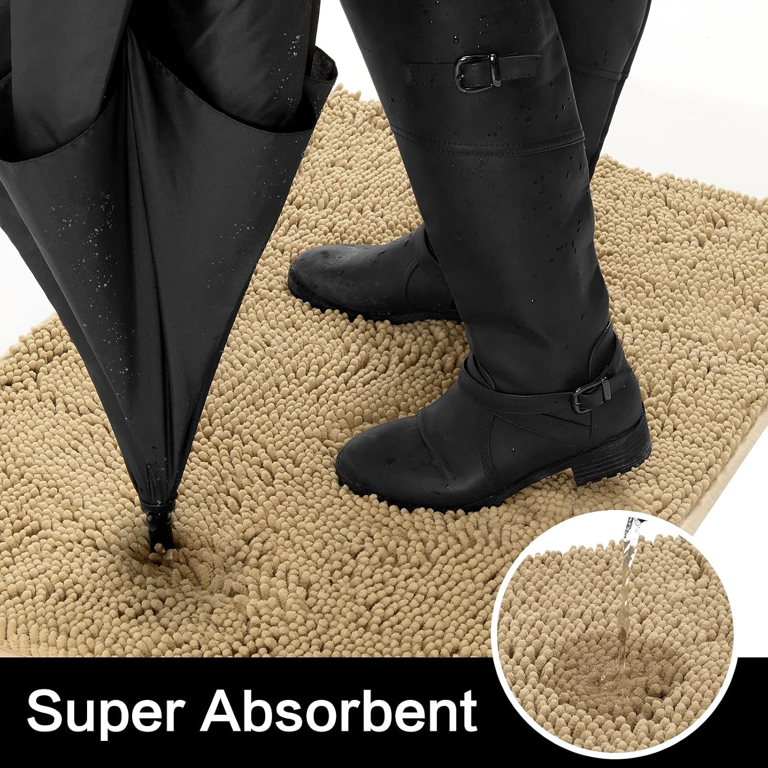 HOMEIDEAS Dog Door Mat for Muddy Paws 30x20, Absorbs Moisture and Dirt, Non-Slip Washable Doormat, Soft Chenille Mud Mat for Dogs
