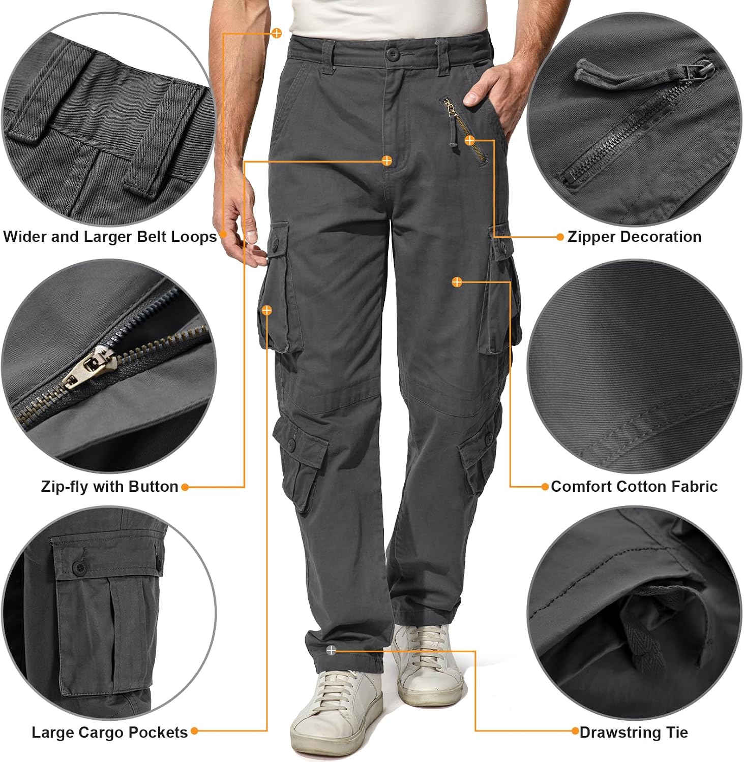 Mens Cargo Pants Camo Work Tactical Rip Stop BDU Casual Army Military Pants | 100% Cotton,Wear Resistant,Breathable,Sweat-absorbent,Men's Wild Cargo Pants with 8 Pockets,Relaxed Loose Fit Hiking Pants