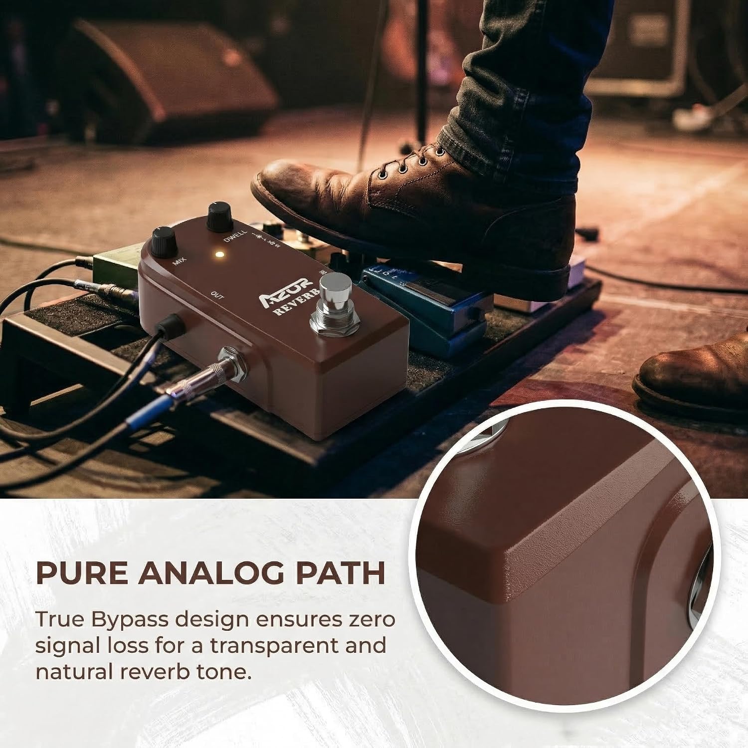 AZOR 5 Band Bass EQ Pedal, Aluminium Alloy True Bypass Equalizer Effect Pedal, Compact Mini Tone Control Pedal for Electric Bass Guitar