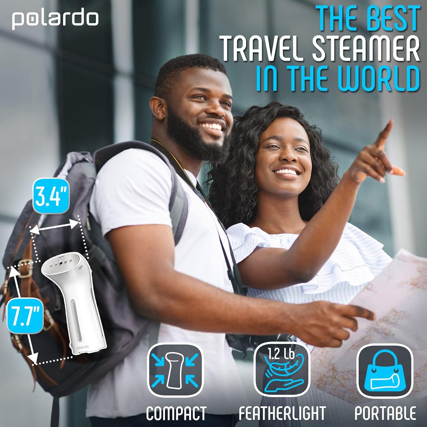 Polardo Travel Garment Steamer - Compact Portable Handheld Clothes Steamer with 360° Anti-Spill Technology