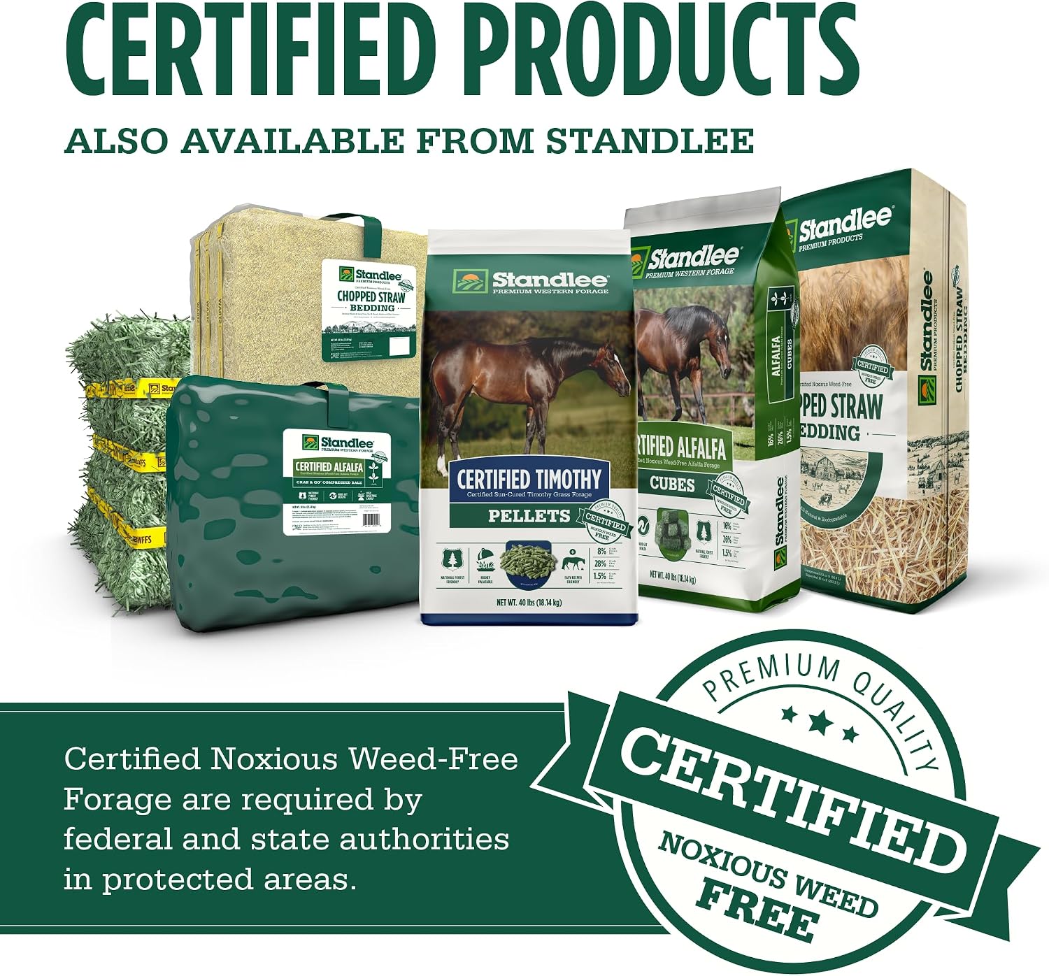 standlee Straw Compressed Bale Animal Bedding, Hay Bedding for Horses & Livestock, 3.6 cu. ft.