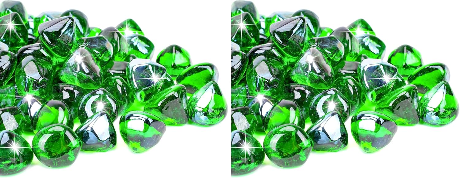 Mr. Fireglass 10 Pounds 1 Inch Diamond Fire Glass, High Luster Crystal Ice | Reflective Fire Pit Glass Rocks,10 lbs, For Propane & Natural Gas Fire Pits Table Fireplace & Lanscape