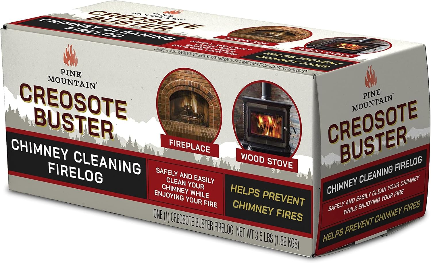 Pine Mountain Creosote Buster Firelog, 3.5 lb, Chimney & Fireplace Safety | Reduces dangerous creosote buildup; single-use safety firelog; compatible with all wood-burning fireplaces