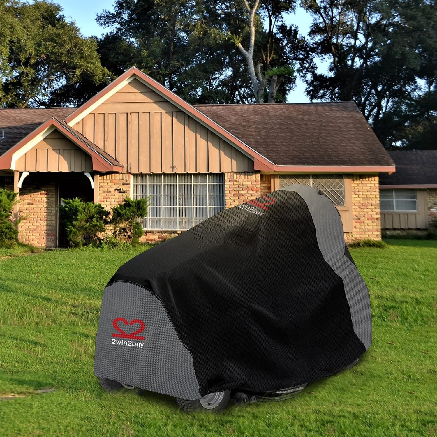 Riding Lawn Mower Cover 600D Lawnmower Covers Waterproof, up to 54" Decks | Universal Outdoor Lawn Tractor Cover Tarp All Weather Ride on Mower Covers, Heavy Duty 600D, Elastic Cord & Storage Bag