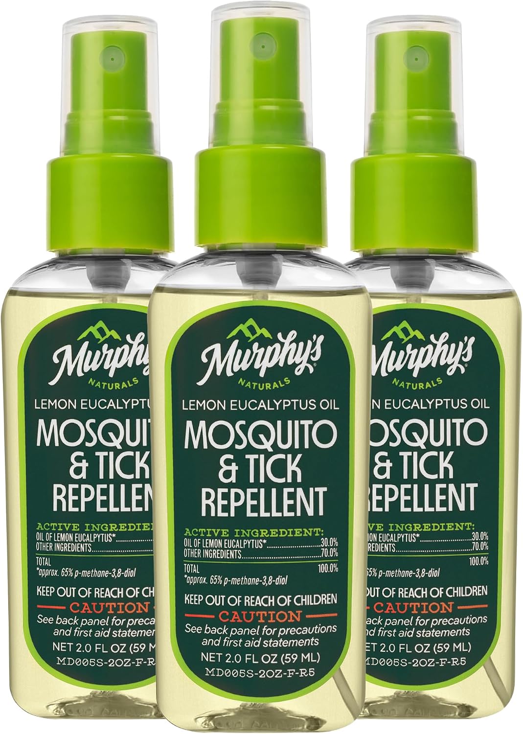 Murphy's Naturals Mosquito & Tick Bug Repellent Spray, 4 fl oz (Pack of 2) | 30% oil of lemon eucalyptus, EPA-registered & DEET-free*; 4 fl oz pump 2-pack protects skin & gear up to 6 hours