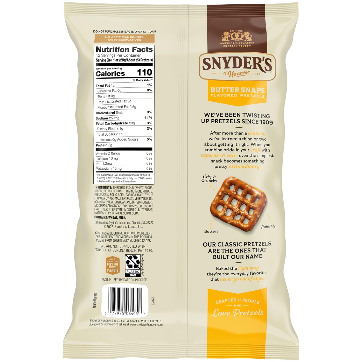 Snyder's of Hanover Snaps Pretzels, 16 Oz Bag