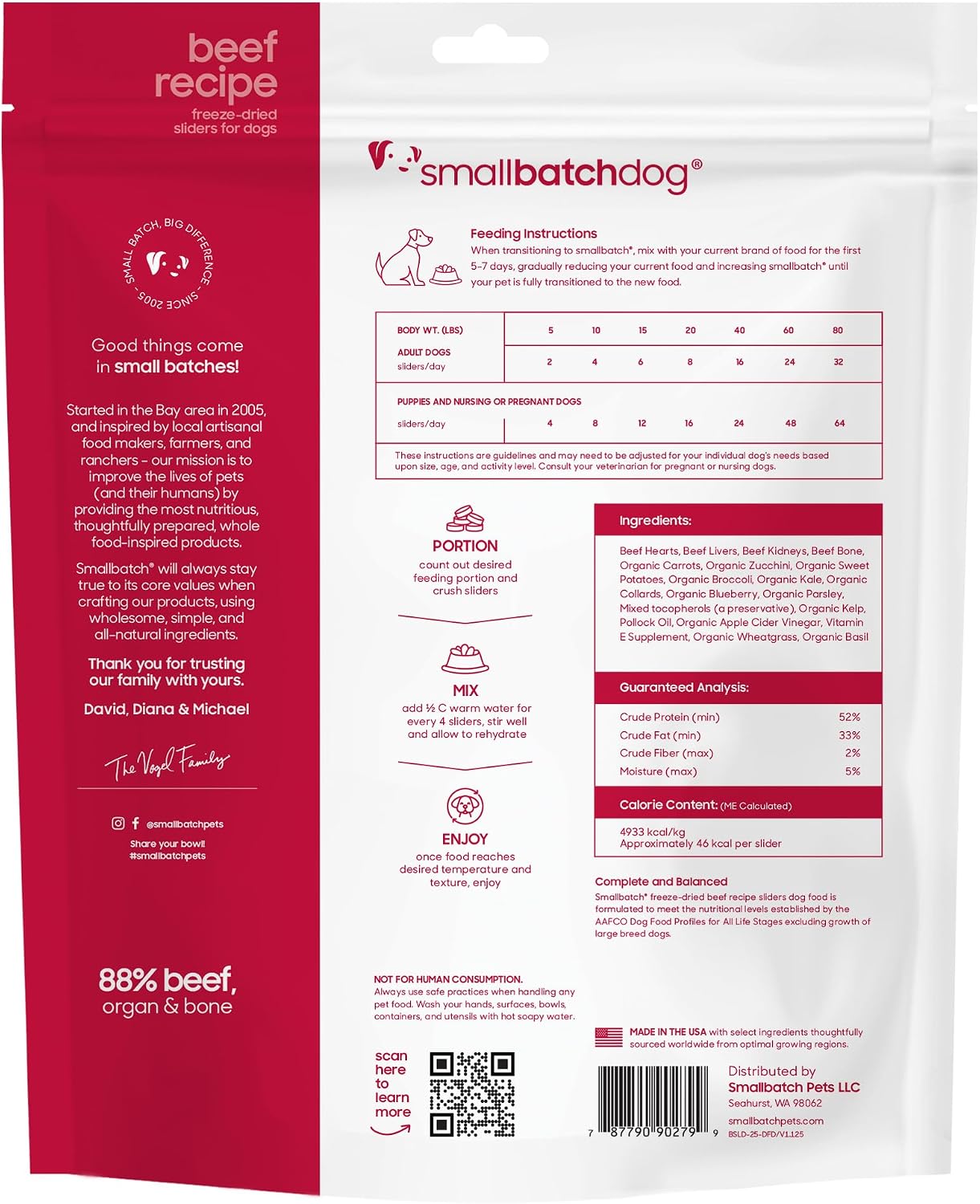 smallbatch Freeze Dried Raw Dog Food, Grass-Fed Beef Recipe, 14 oz | High Protein Dog Food, Grain-Free, Single Protein, for Picky Eaters, Hydrate & Serve, All Life Stages, Puppies & Adult Dogs