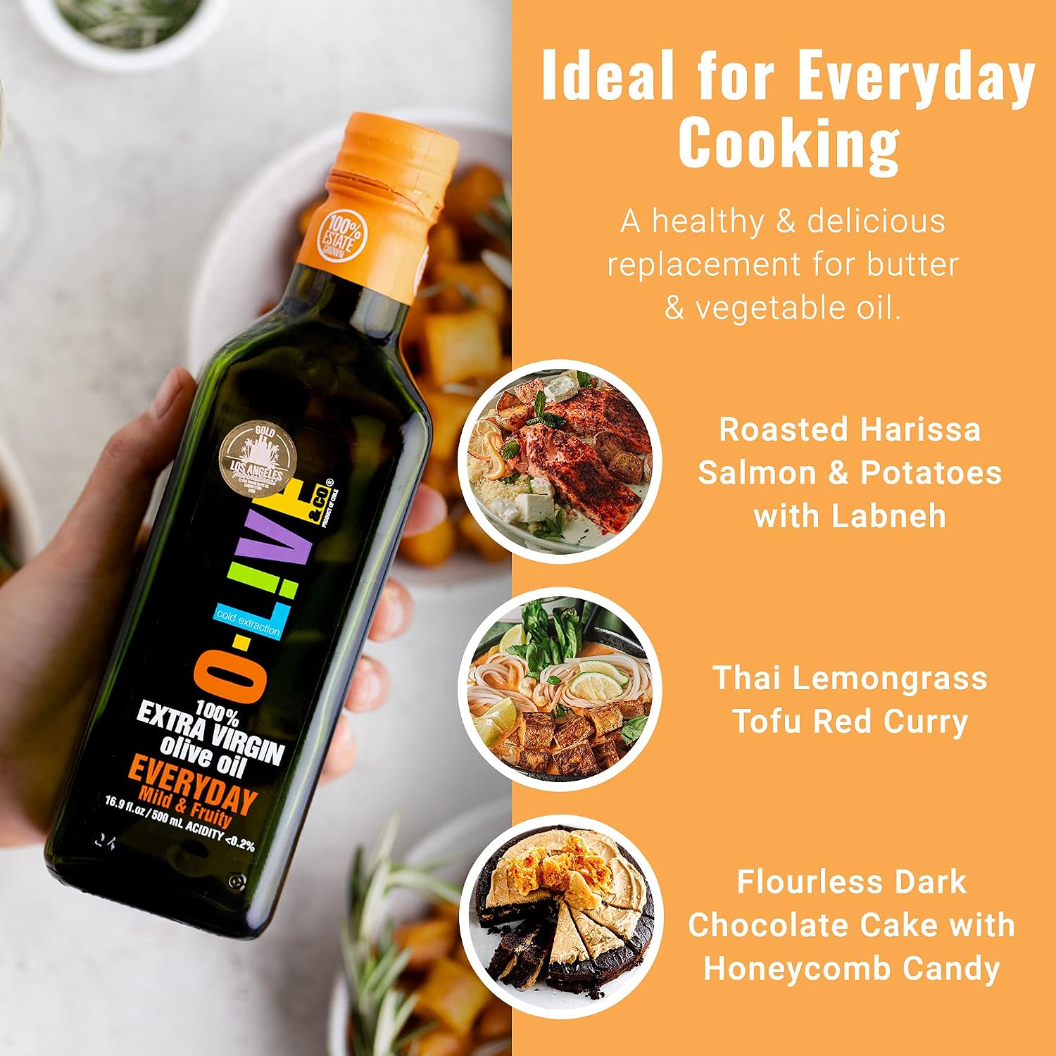 O-Live & Co. 25 Fl Oz 100% Extra Virgin Olive Oil - No Additive - Single Origin Versatile EVOO - First Cold Pressed - Polyphenol Rich - Glass Bottle - New Harvest - Award Winner