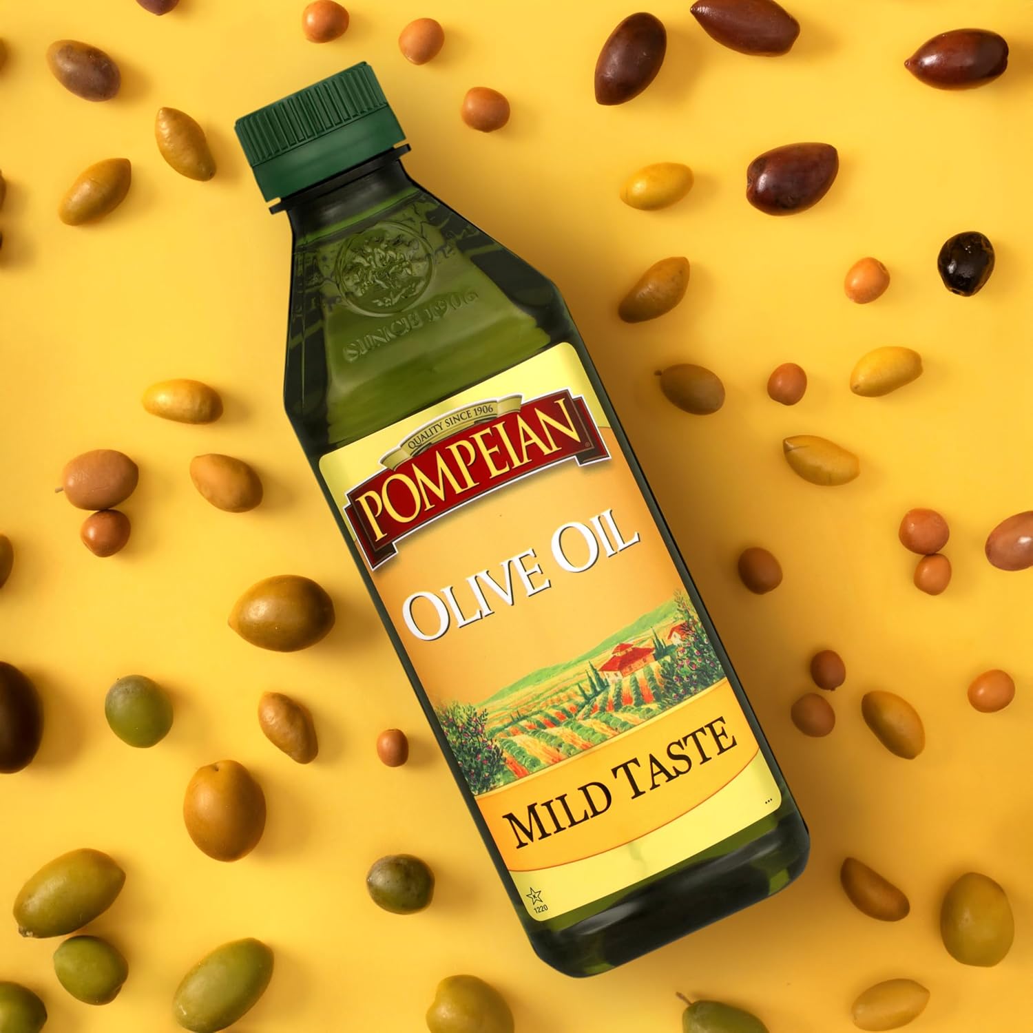 Pompeian Mild Taste Olive Oil - 68 fl oz (2 L) | Olive Oil for High Heat Cooking - Mild Flavor for Baking and Sauteing - High Smoke Point - Value Size