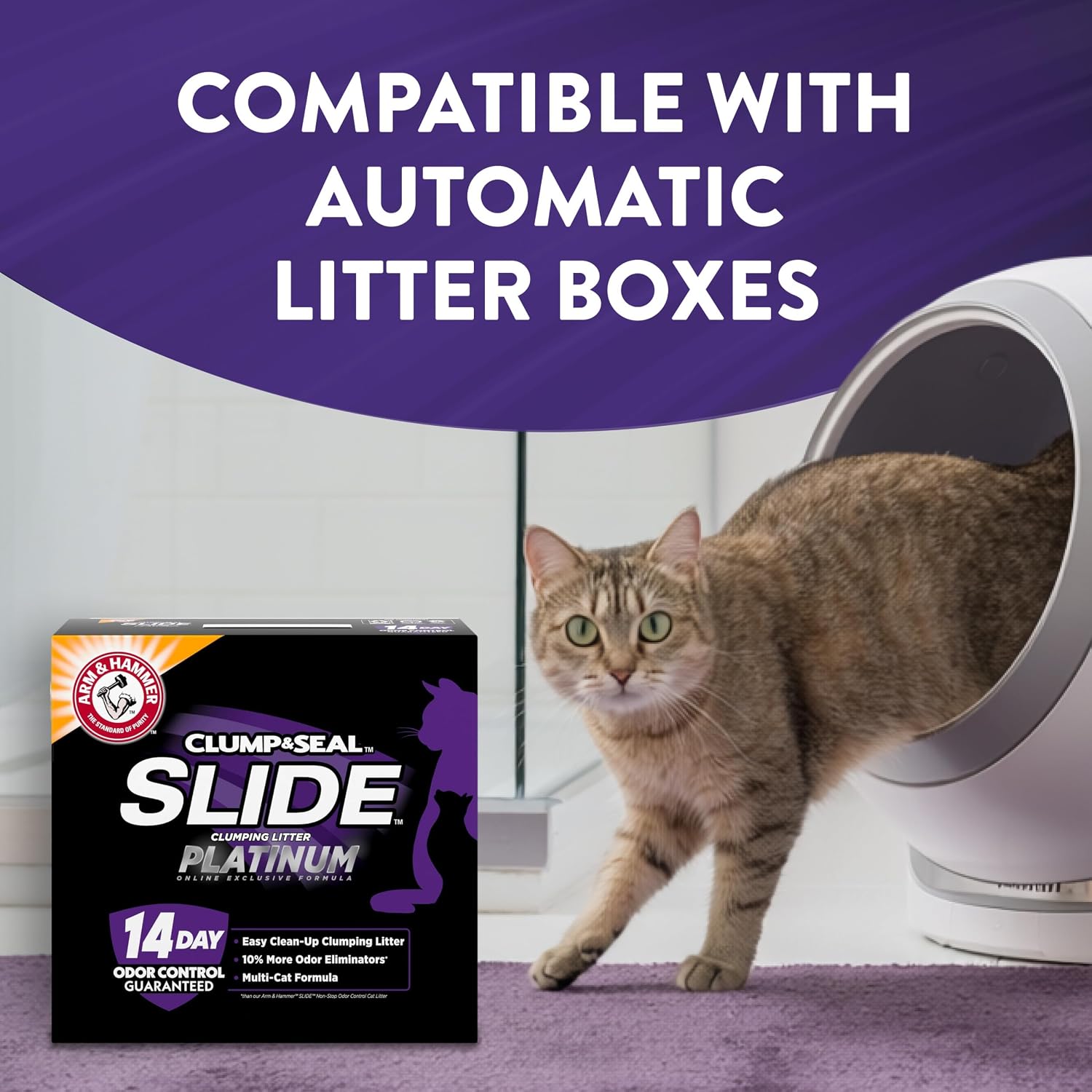 ARM & HAMMER Clump & Seal Platinum Clumping Cat Litter, Exclusive, 27.5 Lbs | Clumping Litter, Rock-Hard Clumps, Baking Soda Odor Eliminators, 14-Day Odor Control