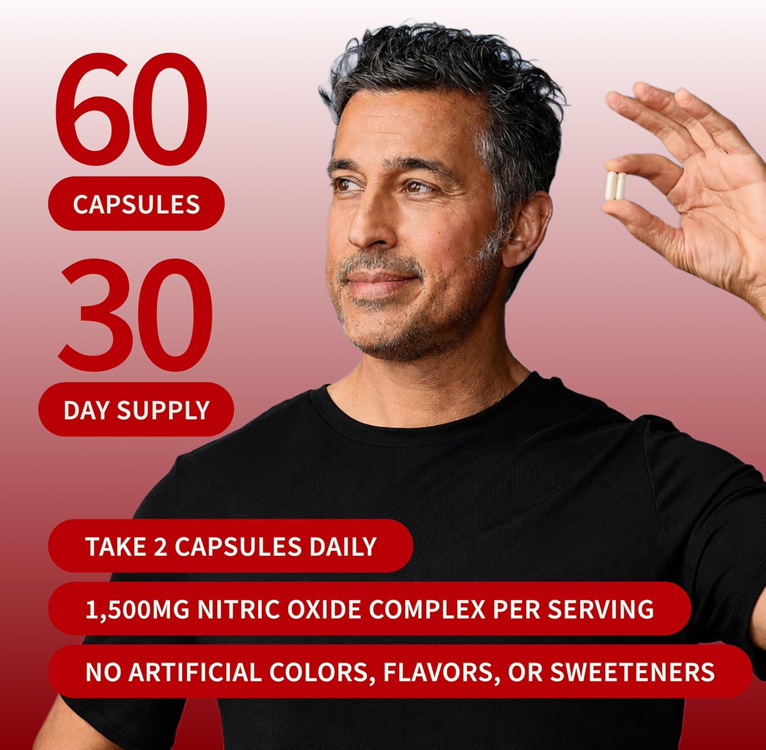 Snap Supplements Nitric Oxide Booster for Men & Women, 60 Vegan Capsules