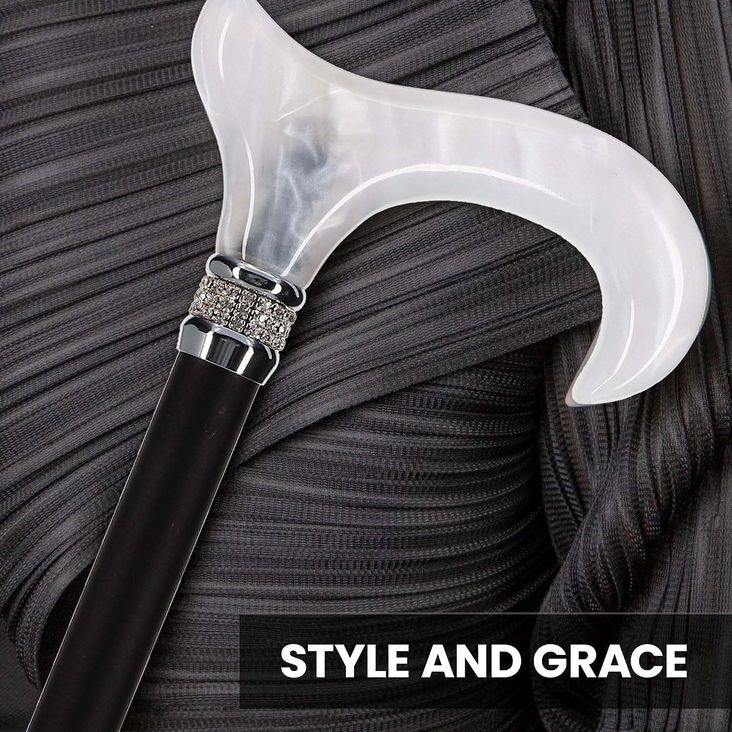 Stylish Walking Sticks – Rhinestone Collar Designer Adjustable Canes Colorful – Best Gift for Men and Women Light Weight Aluminum Shaft & Safe to Walk
