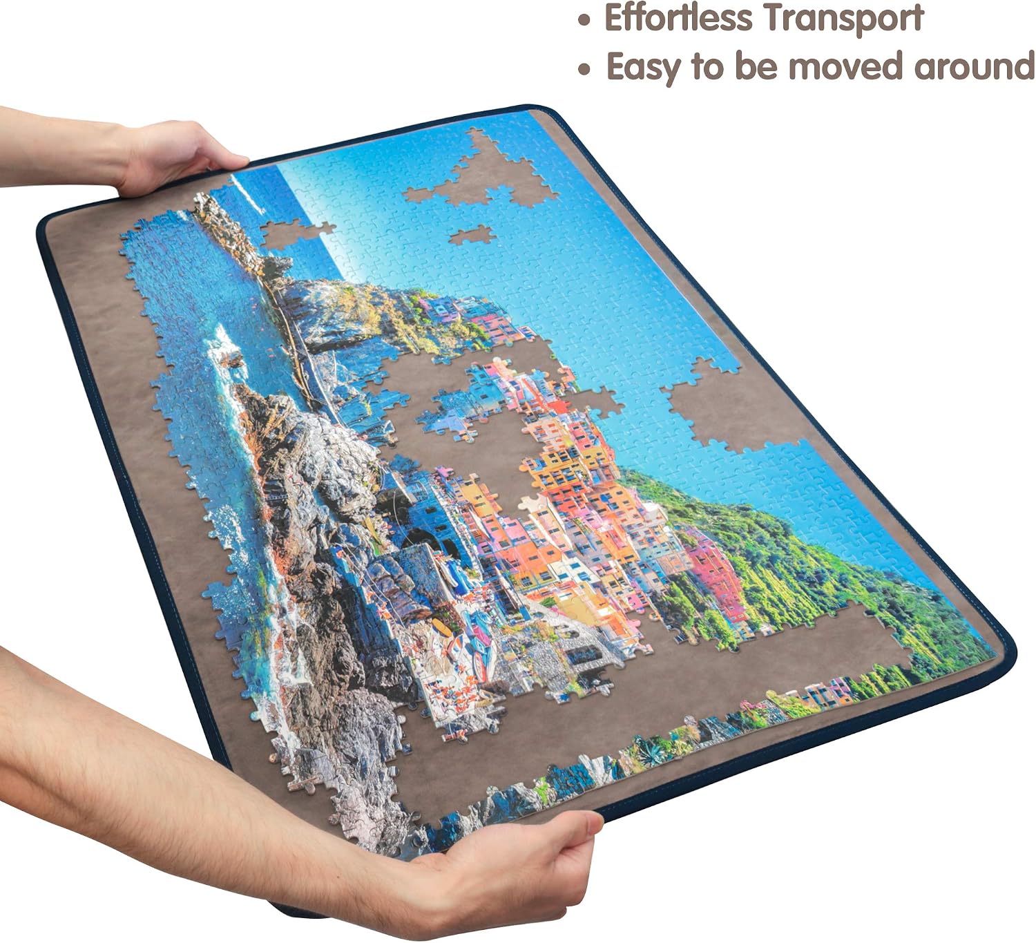 Tektalk Jigsaw Puzzle Board Portable Puzzle Mat with Dustproof Cover for Puzzle Storage Saver, Non-Slip Surface, Up to 1000 Pieces (Gray)