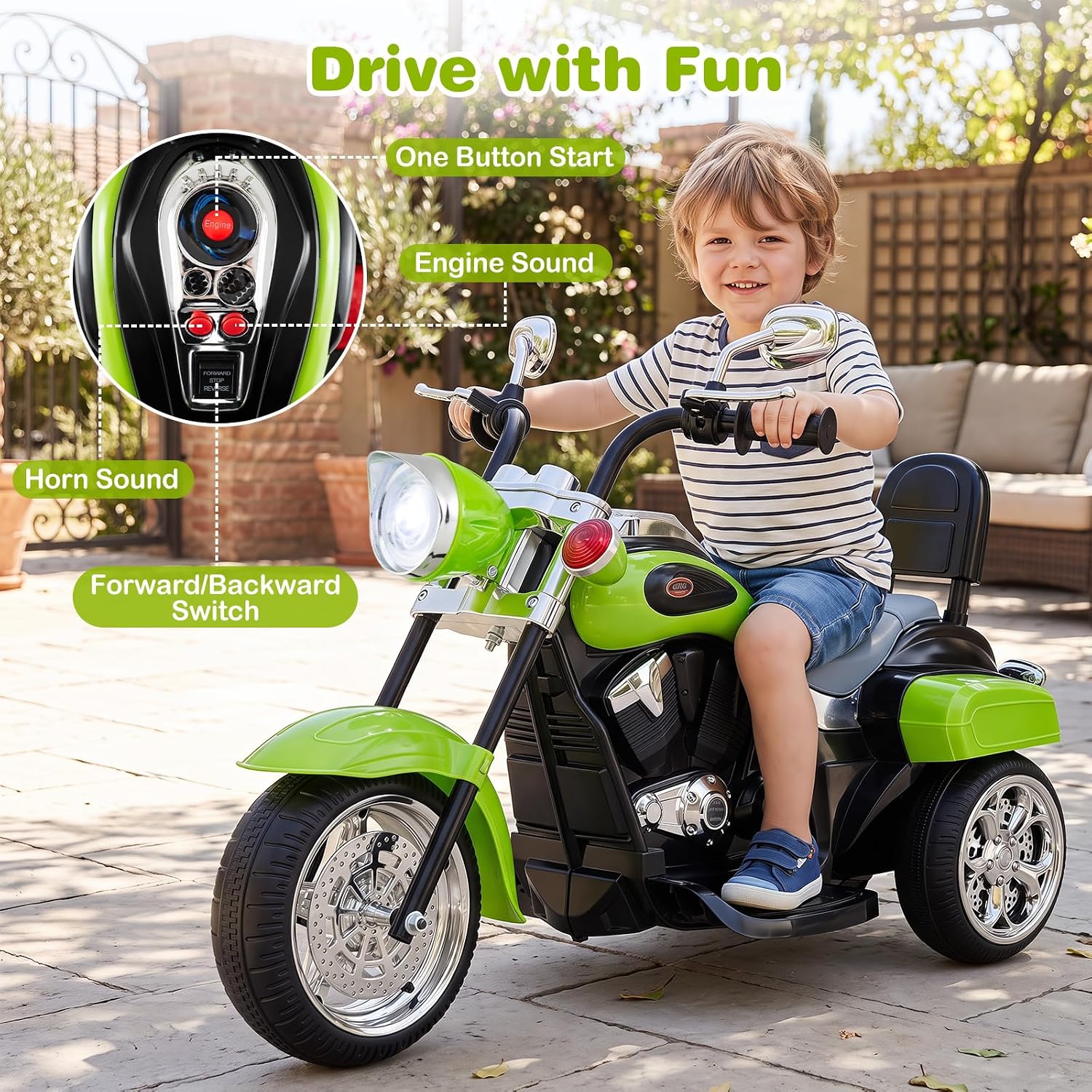 Costzon 6V Ride on Chopper Kids Motorcycle with Horn, Headlight (Red)