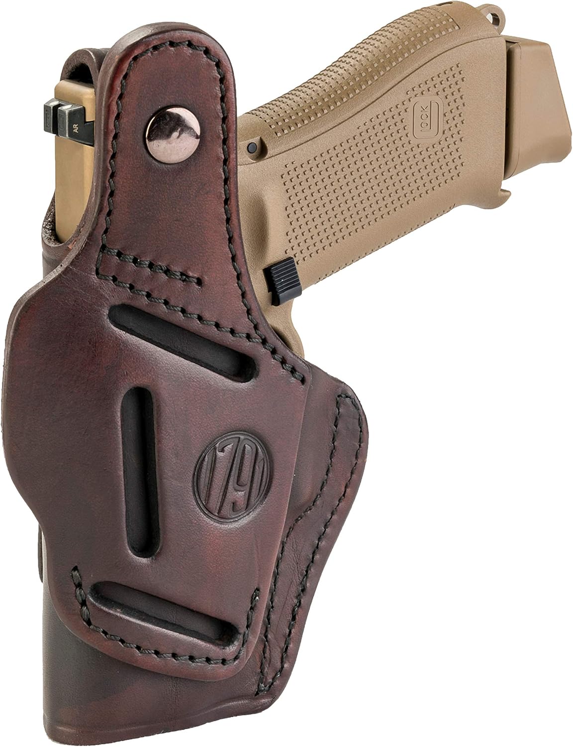1791 Thumb-Break Gun Holster IWB/OWB, Fits Glock 19, 17, 22, 23, 26, 27 | Right-handed 4-Way leather gun holster also fits Taurus G2, Ruger SR9, Ruger SR9c and S&W M&P 9 M2.0, Glock 32 and 33