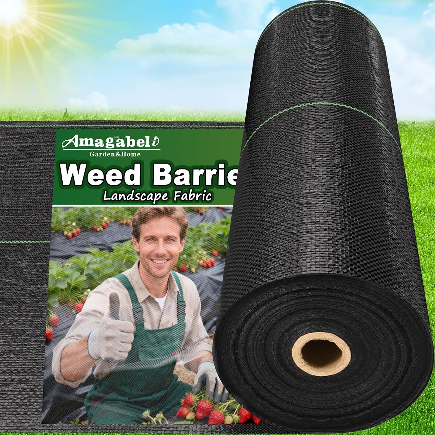 AMAGABELI 3.2oz 4ft x 100ft Weed Barrier Landscape Fabric Premium Garden Cloth Heavy Duty Weed Control Blocker Mat Gardening Ground Cover Durable Woven Geotextile Fabric Driveway Underlayment